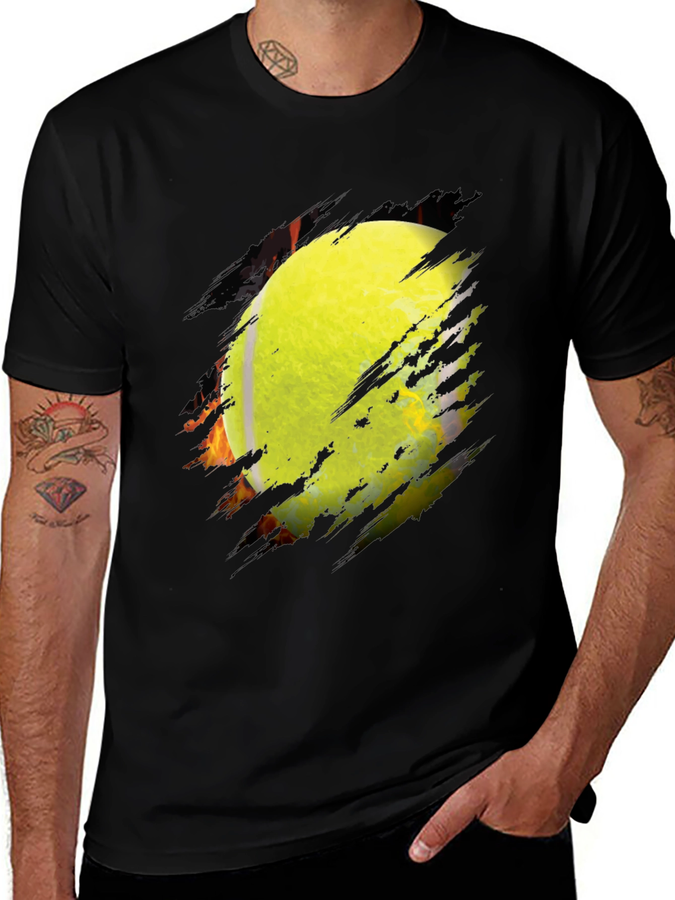 Fiery Tennis Ball Graphic Tee