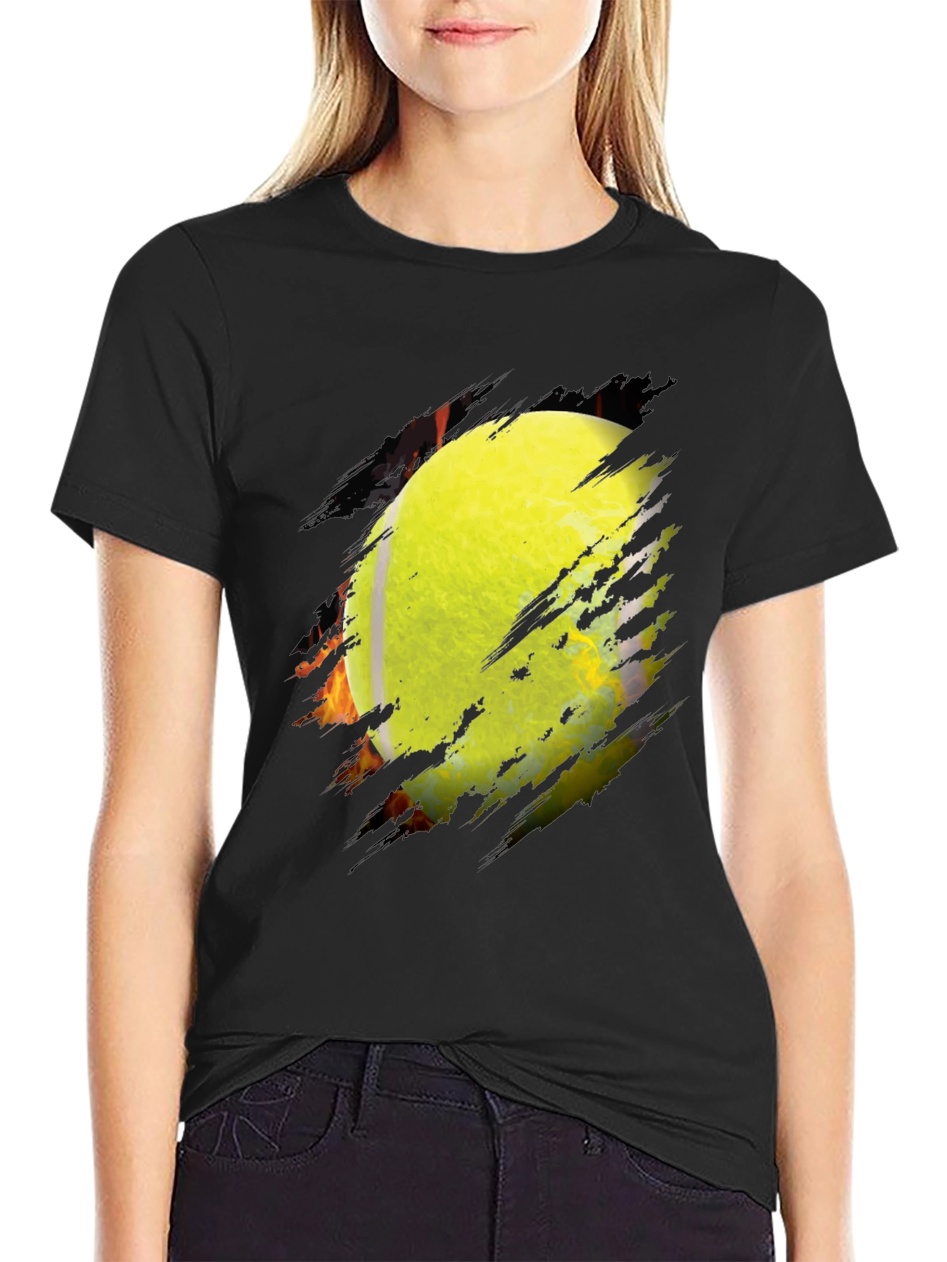 Fiery Tennis Ball Graphic Tee