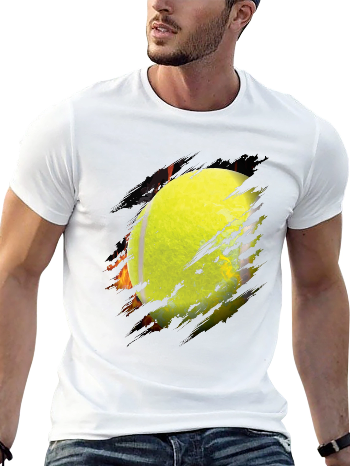 Fiery Tennis Ball Graphic Tee