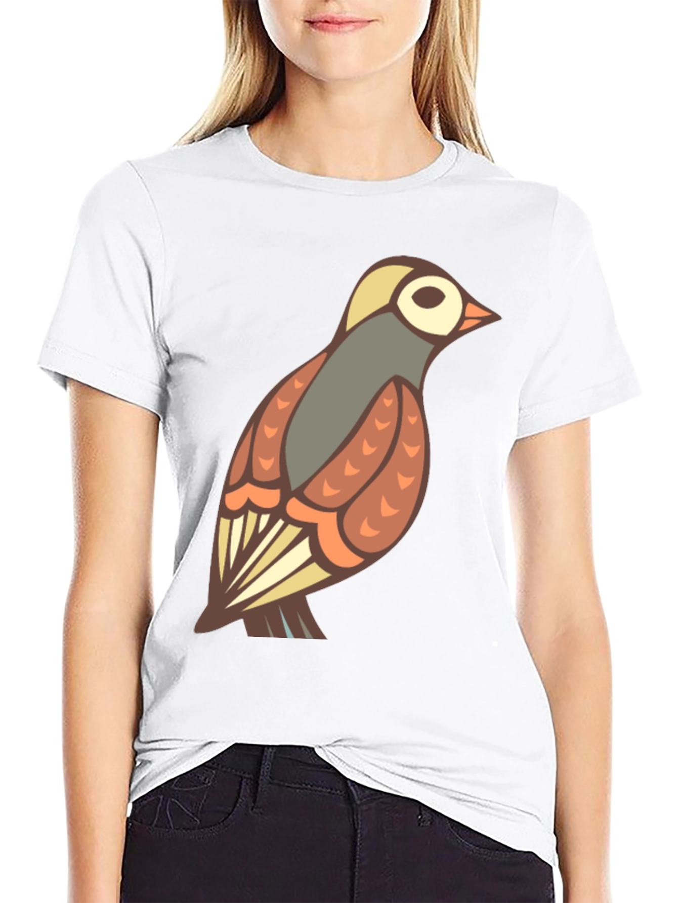 Bird Graphic Print Black T-Shirt