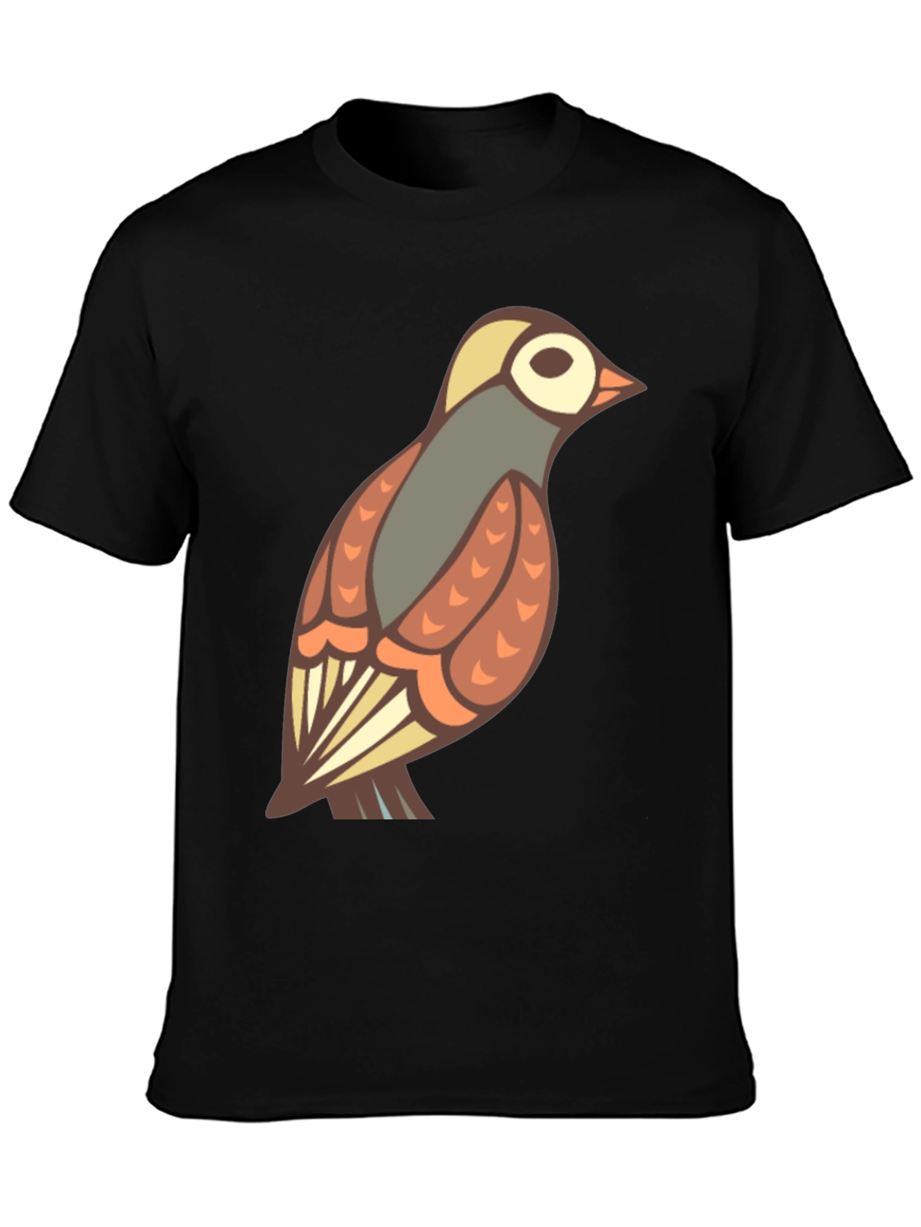 Bird Graphic Print Black T-Shirt