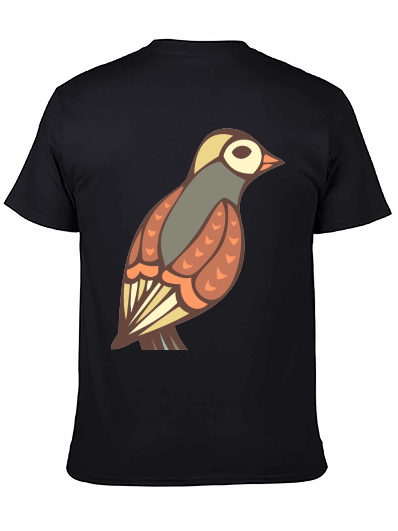 Bird Graphic Print Black T-Shirt