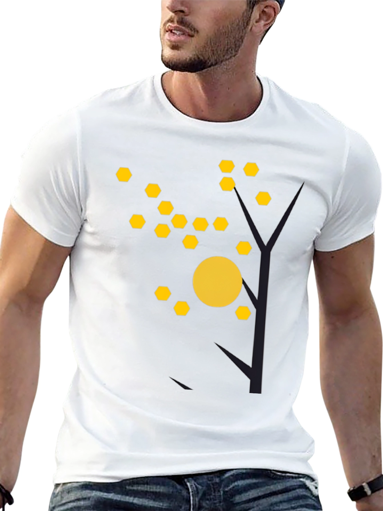 Abstract Tree Graphic Tee - Modern Black T-Shirt