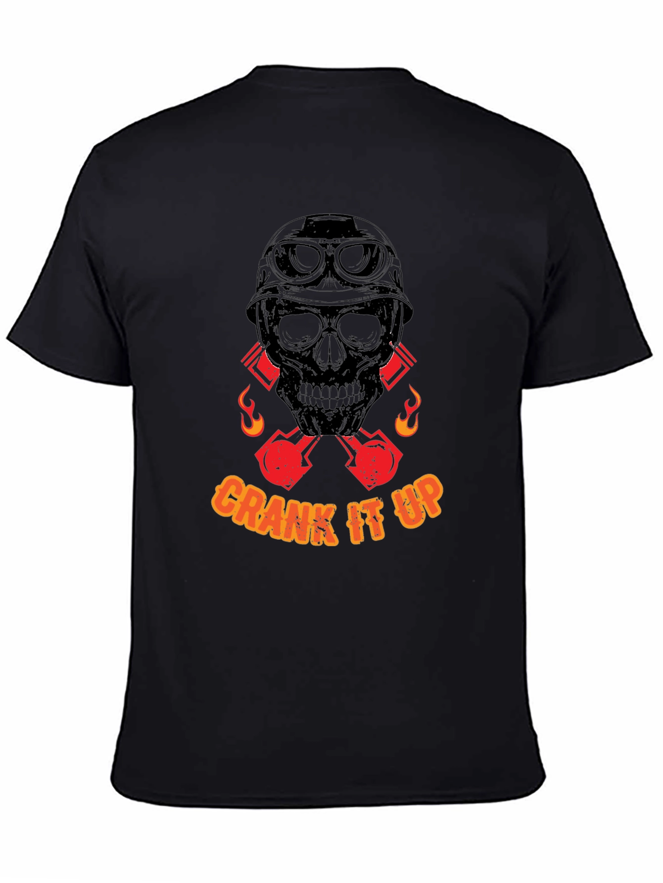 Crank It Up Skull Graphic T-Shirt - Black
