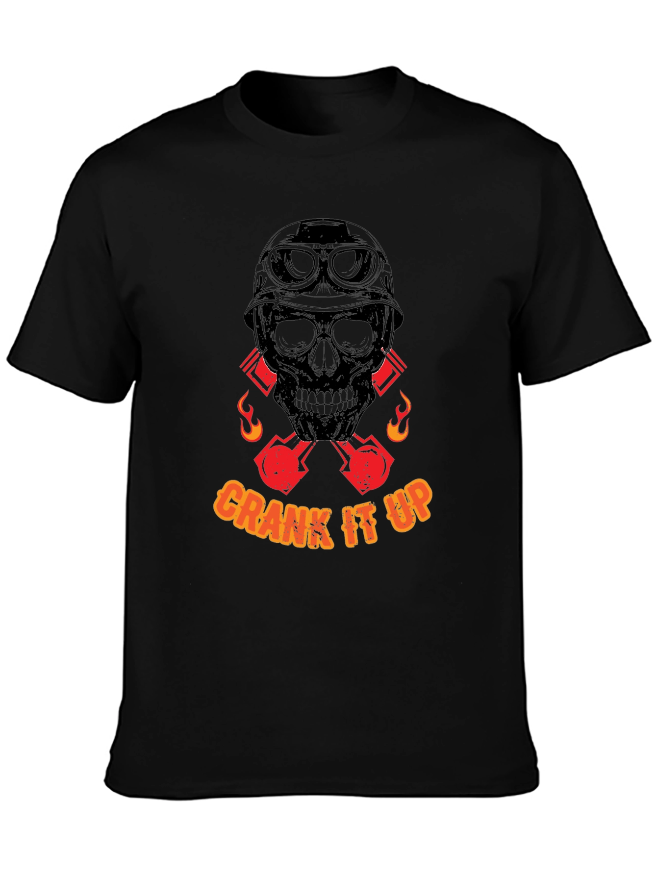 Crank It Up Skull Graphic T-Shirt - Black