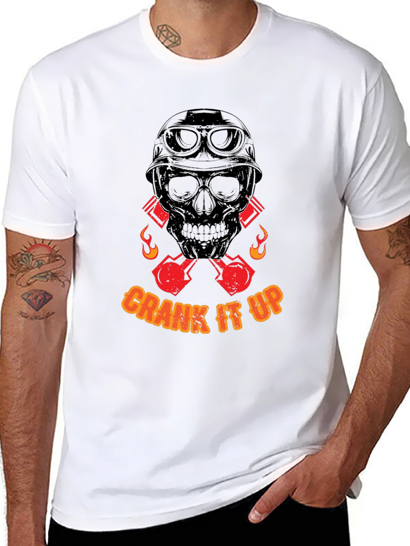 Crank It Up Skull Graphic T-Shirt - Black