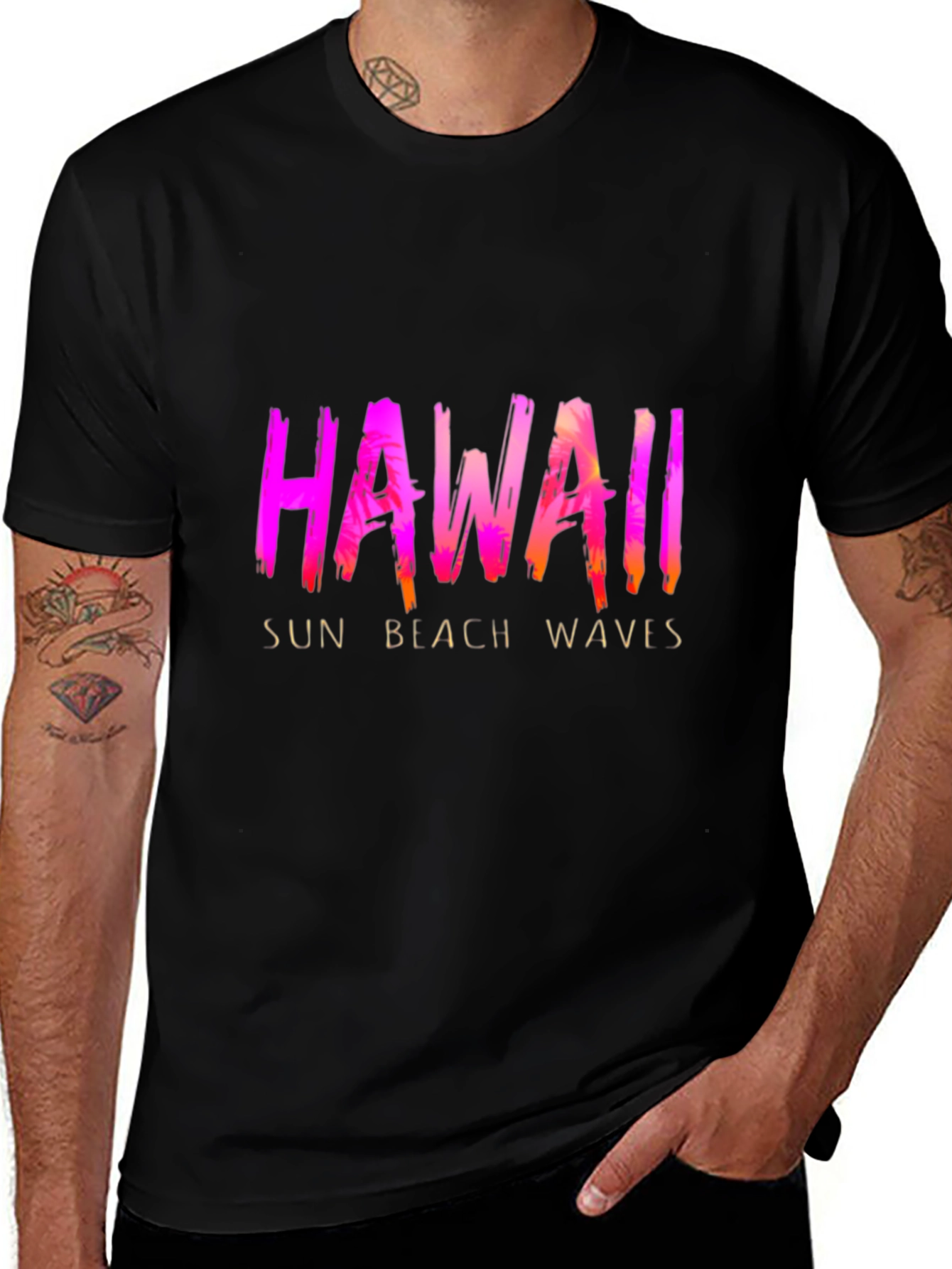 Hawaii Sun Beach Waves Graphic T-Shirt