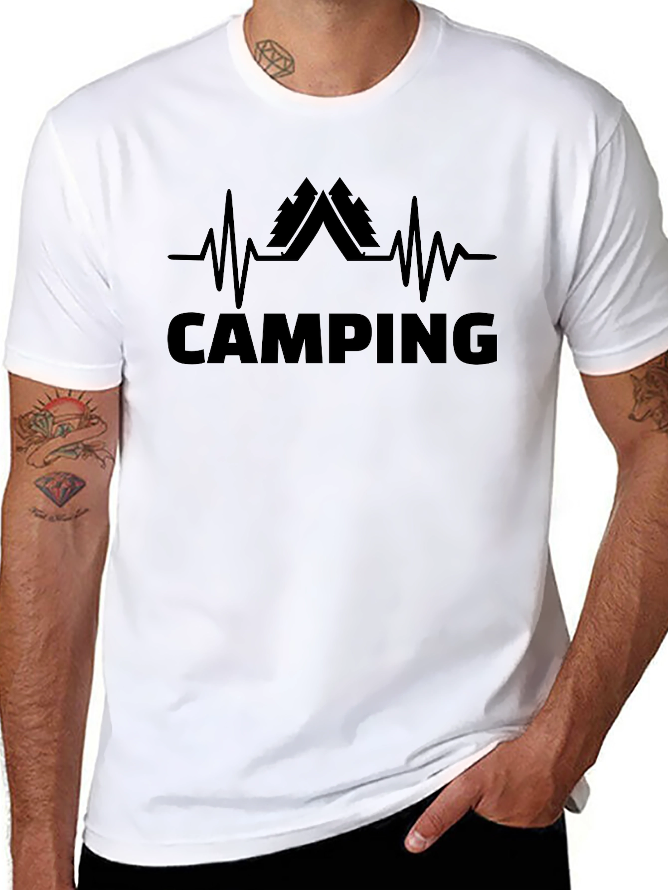 Camping Heartbeat Graphic T-Shirt