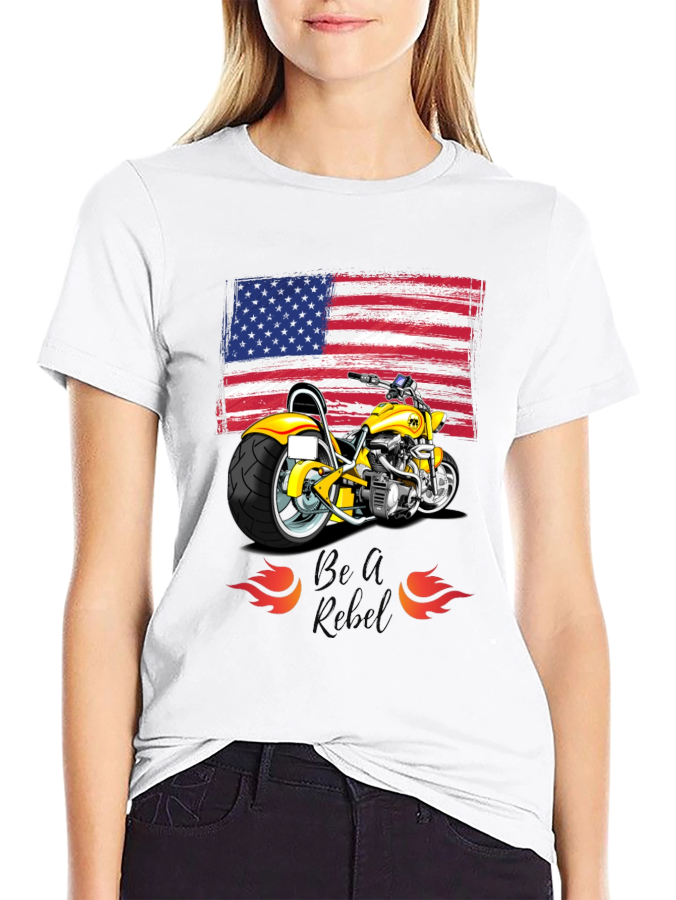American Flag Motorcycle Graphic Tee