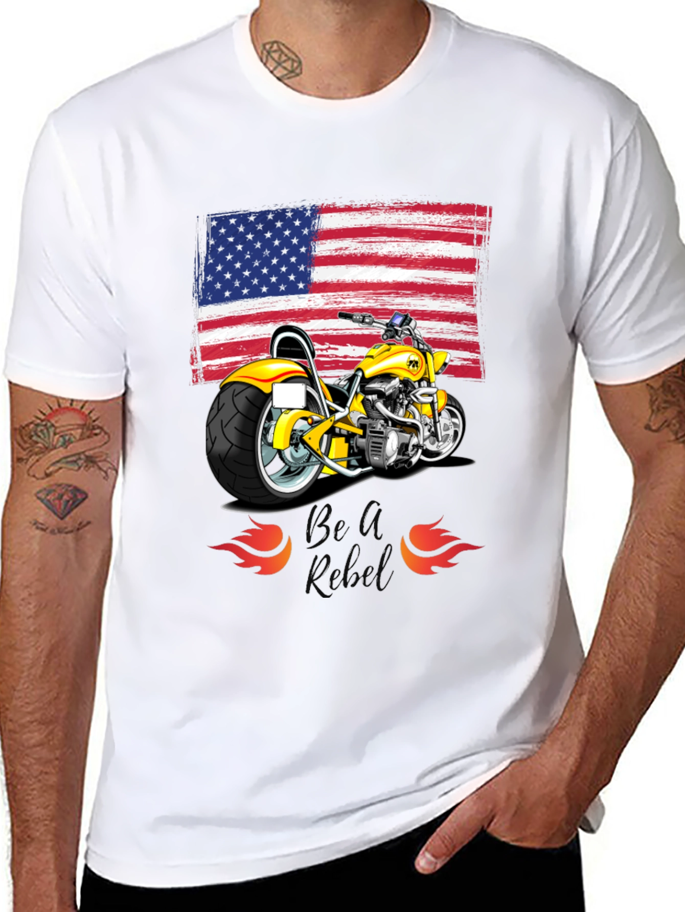 American Flag Motorcycle Graphic Tee