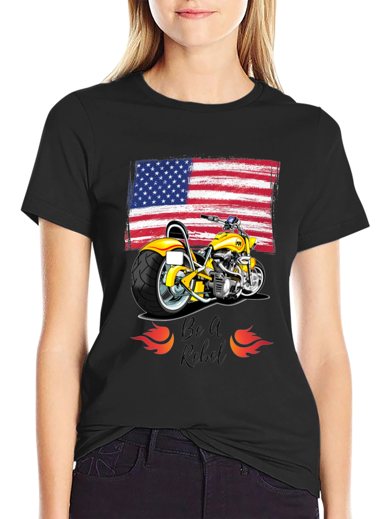 American Flag Motorcycle Graphic Tee