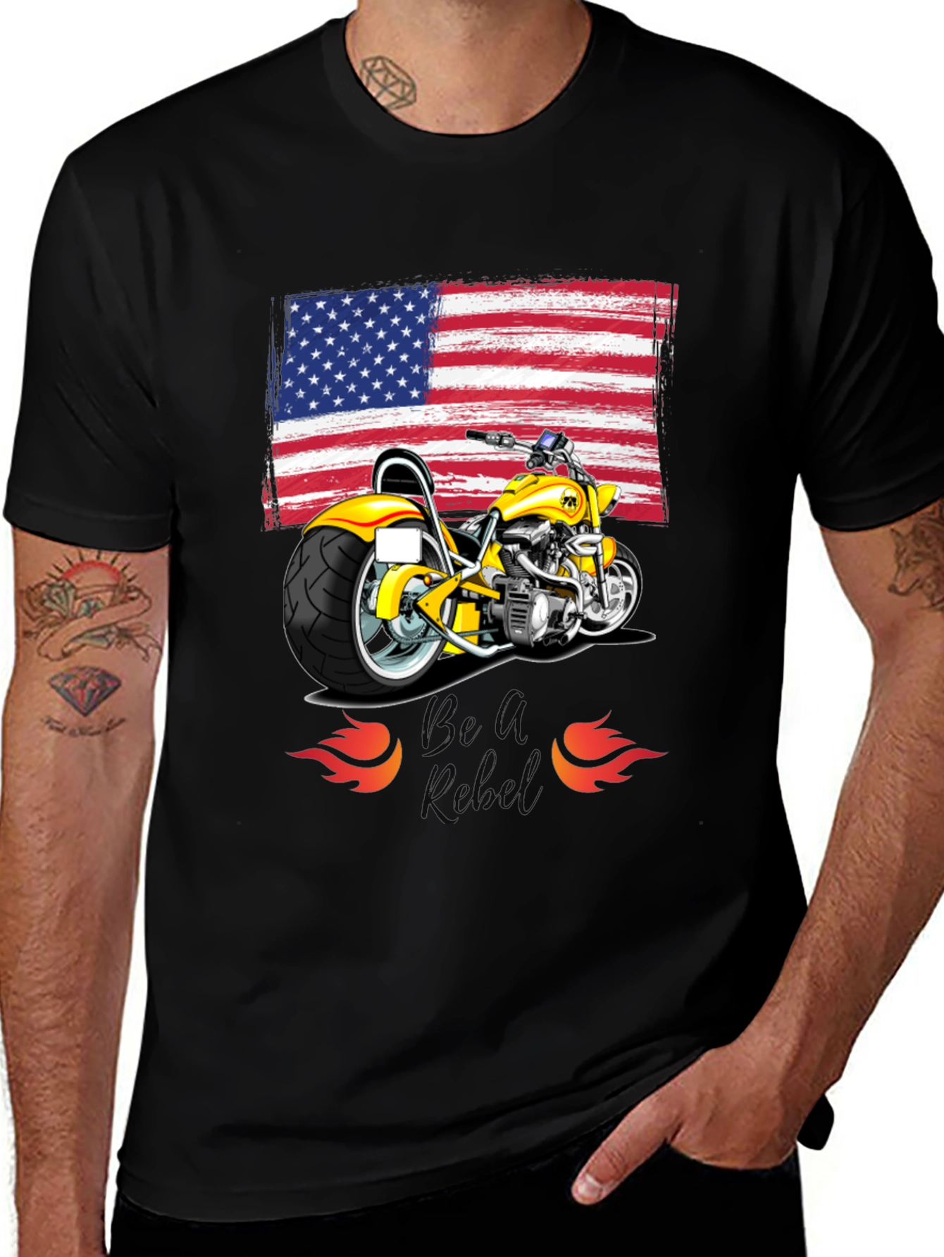 American Flag Motorcycle Graphic Tee