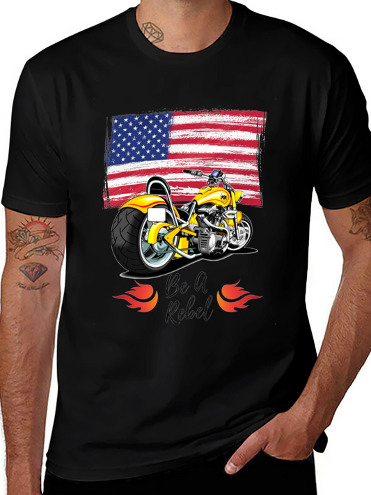 American Flag Motorcycle Graphic Tee