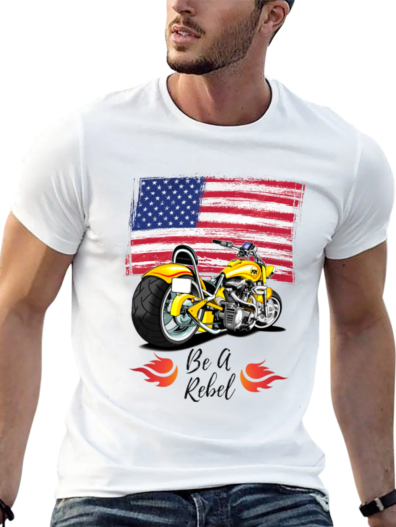 American Flag Motorcycle Graphic Tee