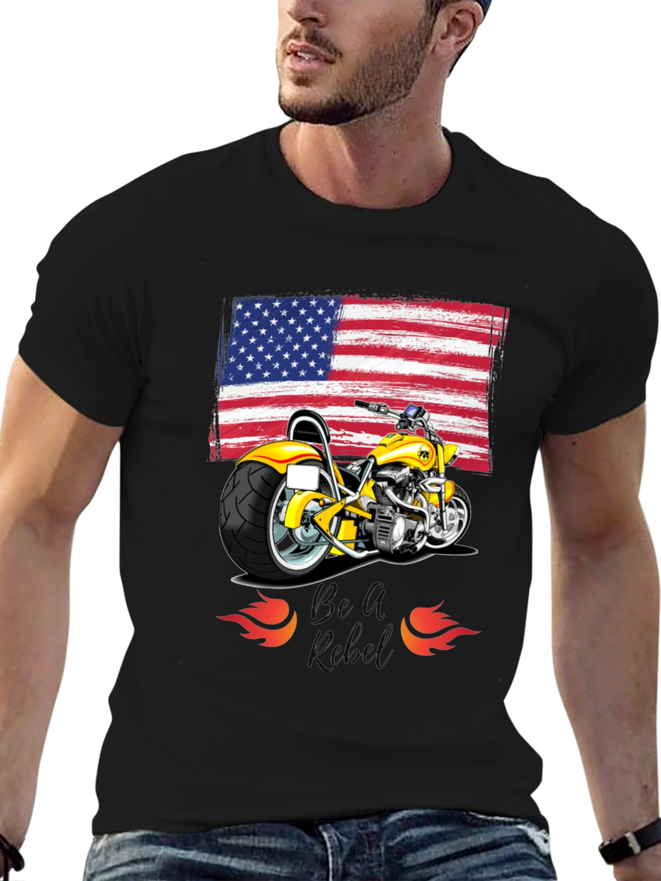 American Flag Motorcycle Graphic Tee