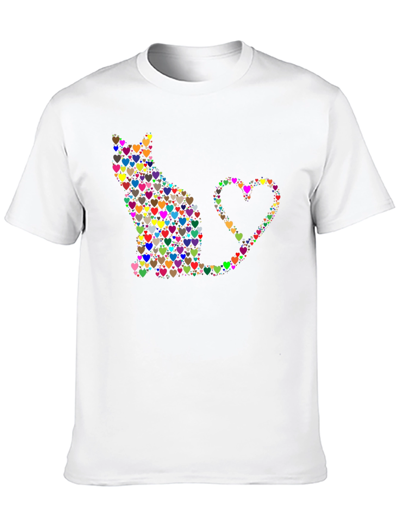 Heart Cat Graphic Tee - Black Cotton Shirt