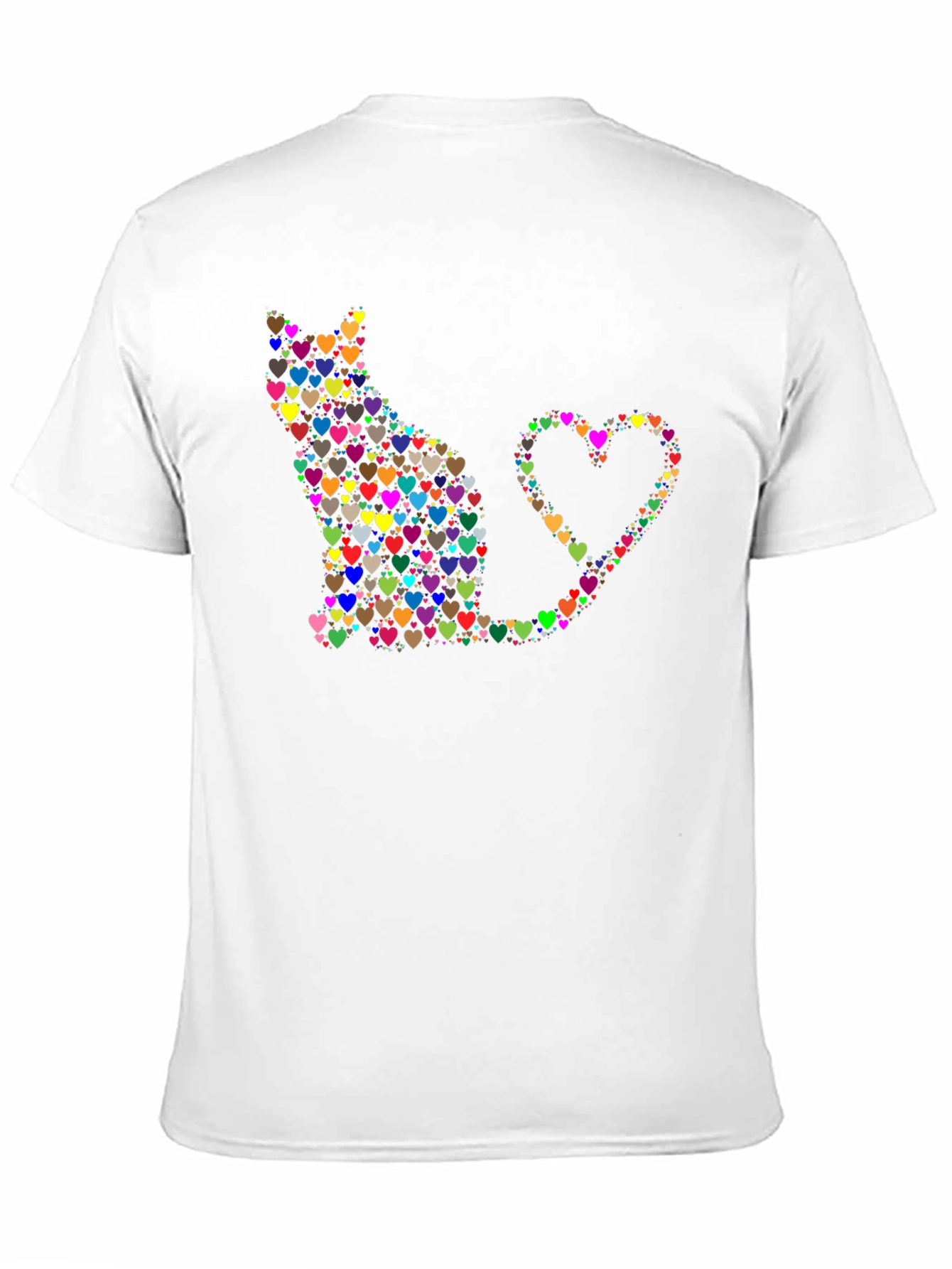 Heart Cat Graphic Tee - Black Cotton Shirt