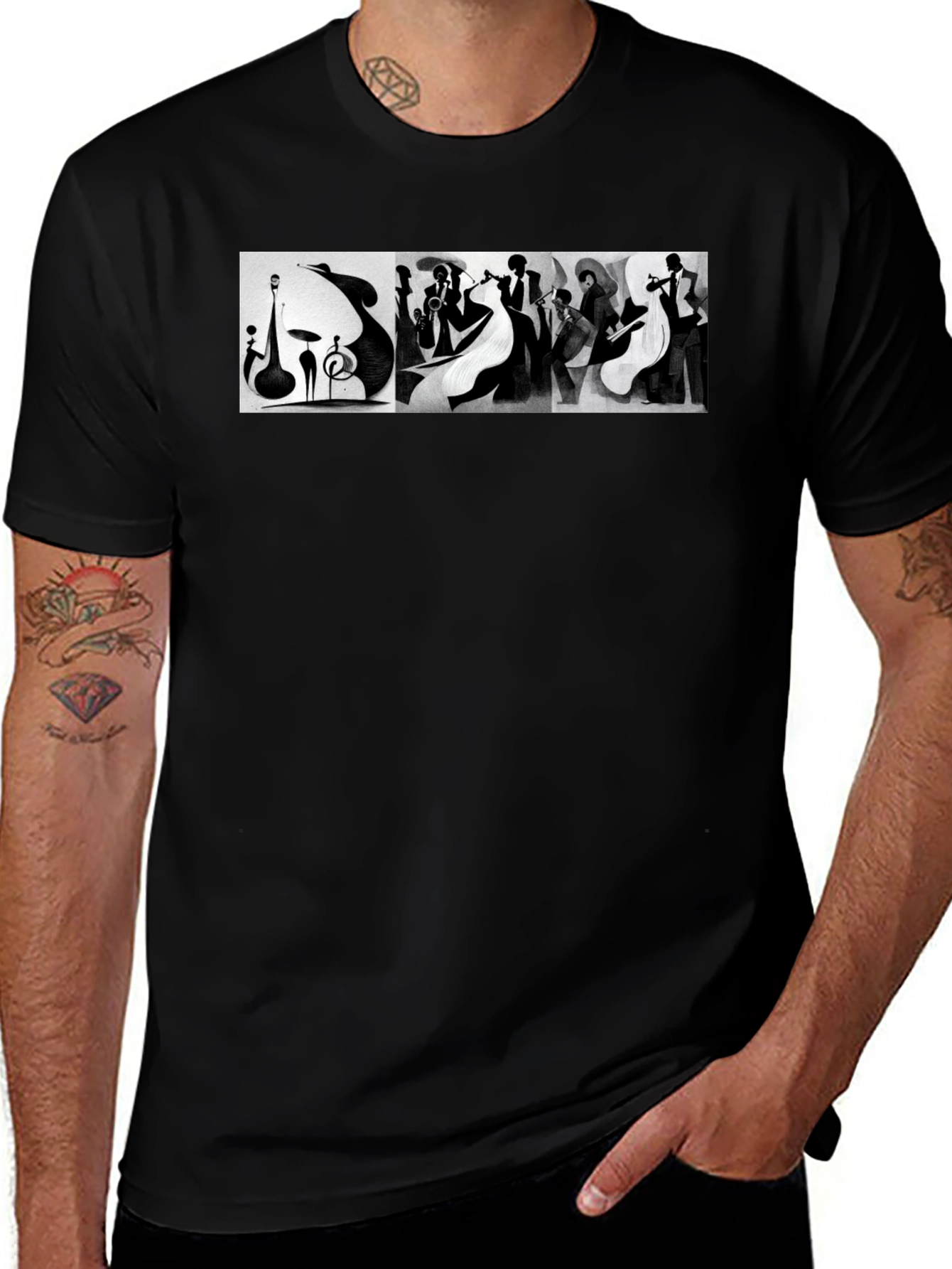 Jazz Band Graphic Tee - Black Unisex T-Shirt