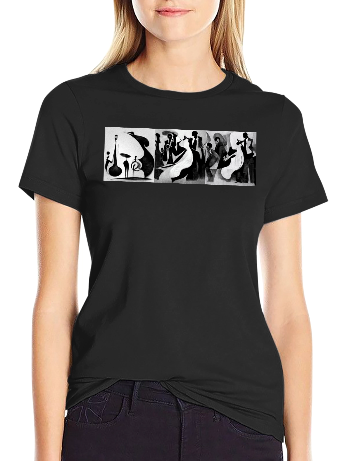 Jazz Band Graphic Tee - Black Unisex T-Shirt
