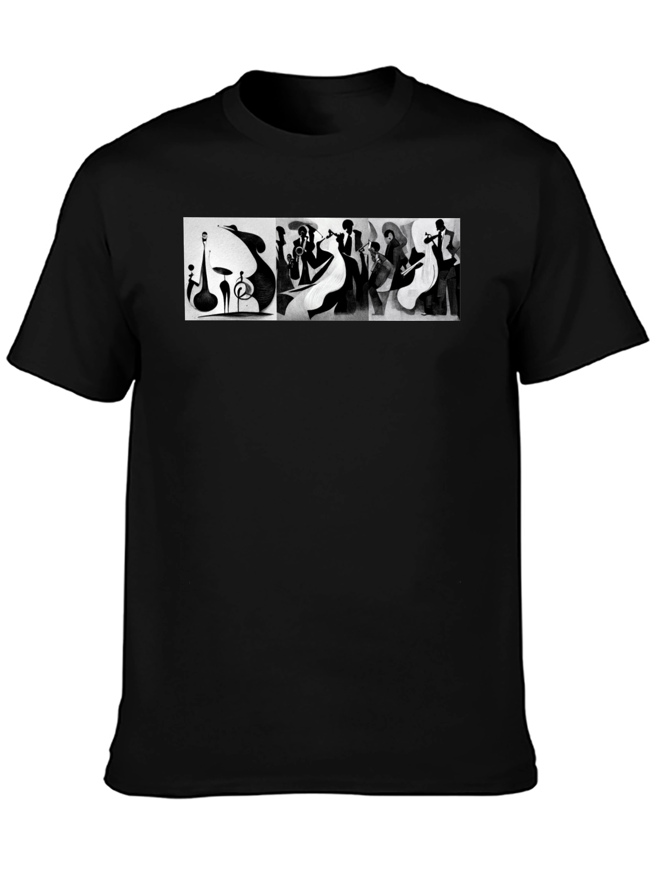 Jazz Band Graphic Tee - Black Unisex T-Shirt