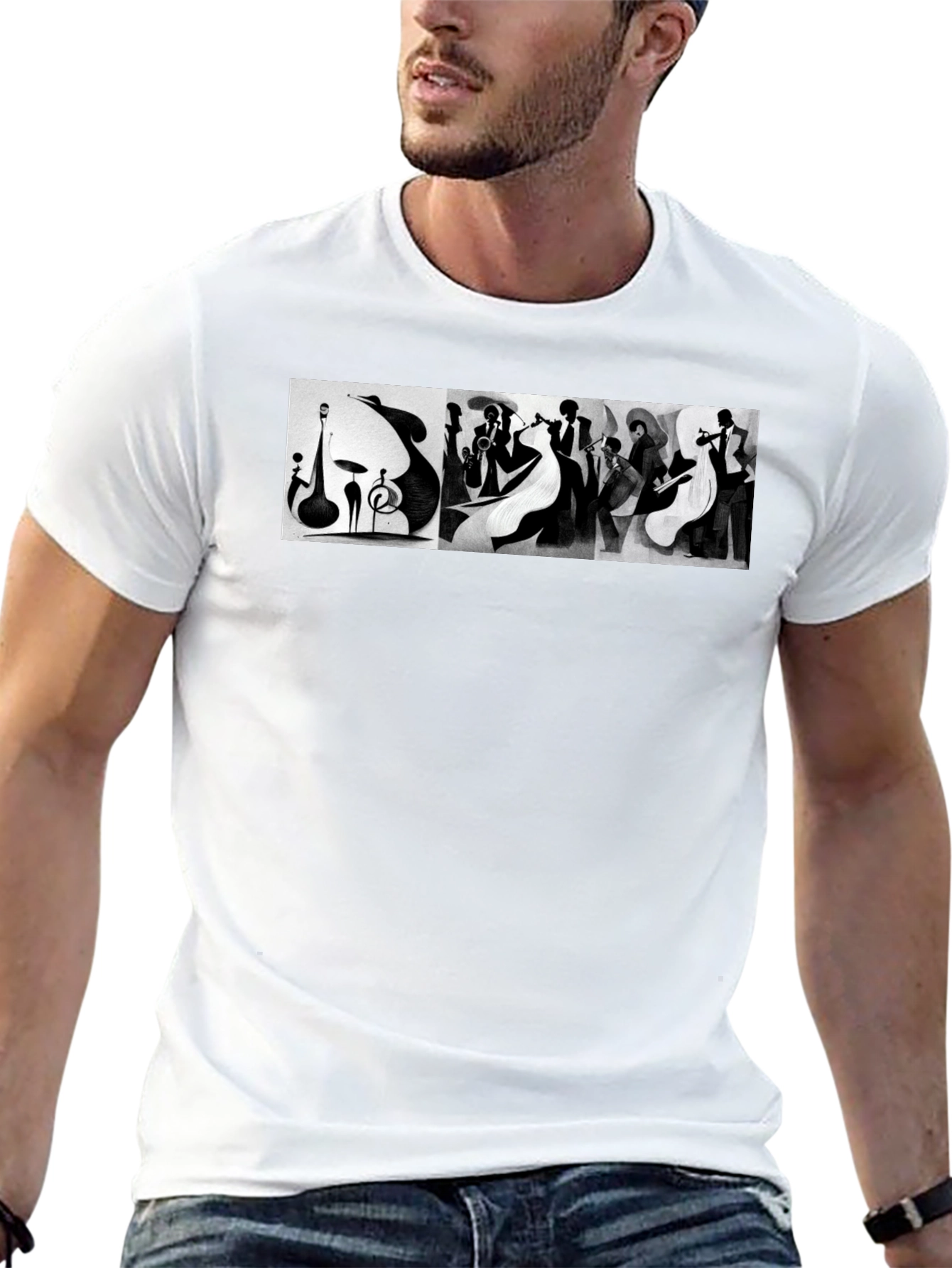 Jazz Band Graphic Tee - Black Unisex T-Shirt