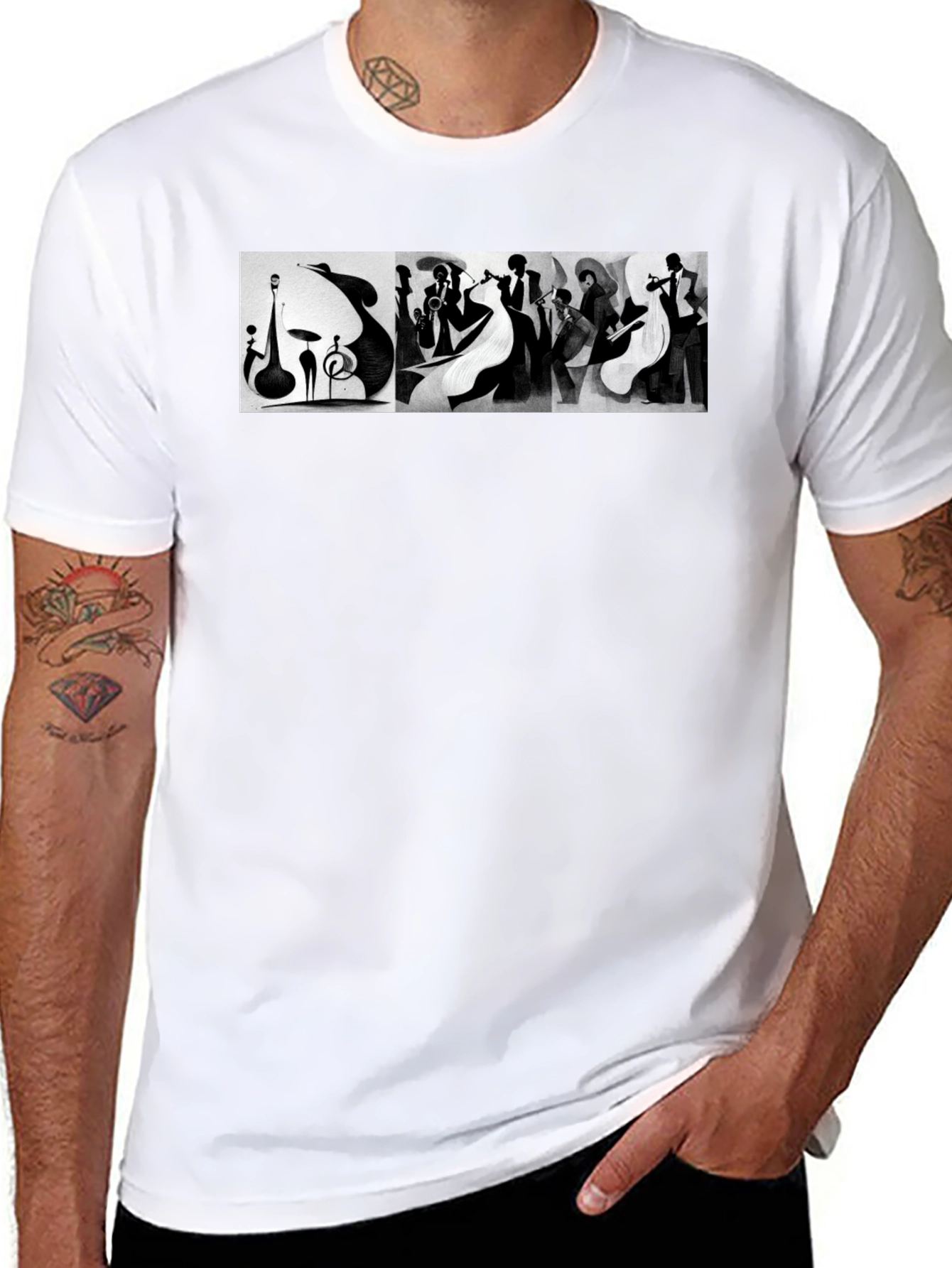 Jazz Band Graphic Tee - Black Unisex T-Shirt