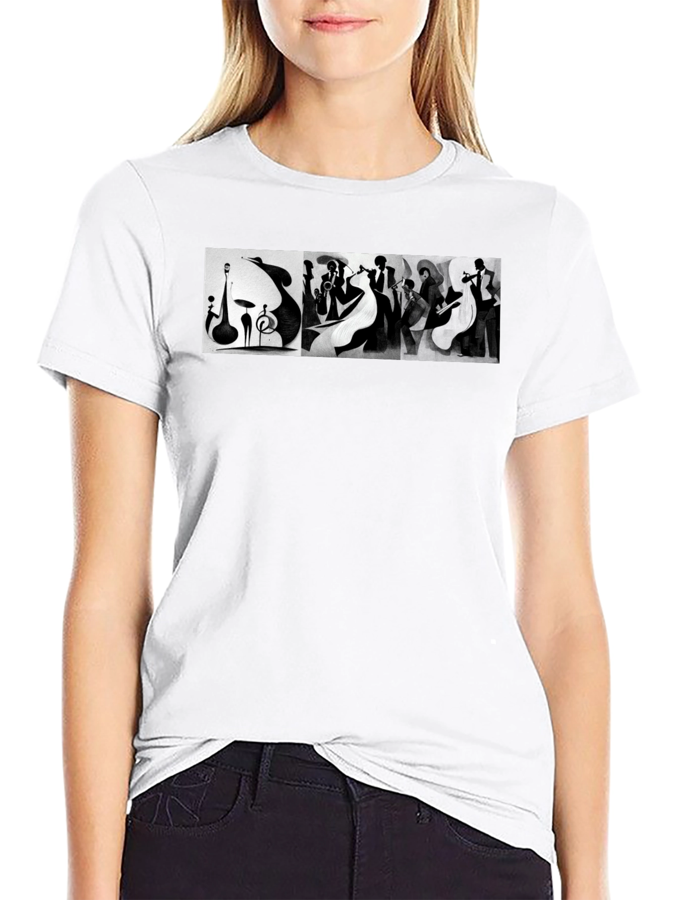 Jazz Band Graphic Tee - Black Unisex T-Shirt