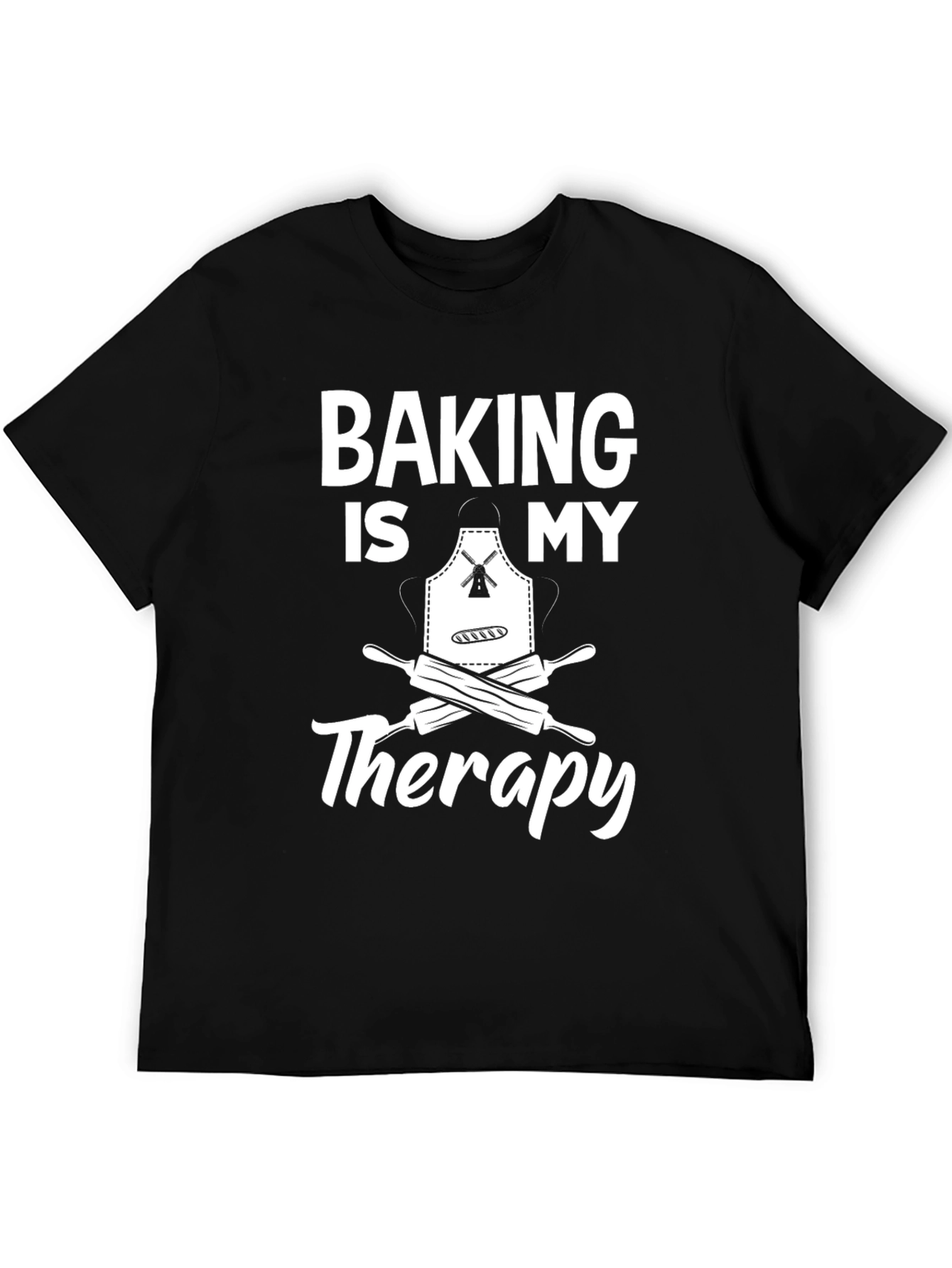 Baking is My Therapy Graphic T-Shirt - Black