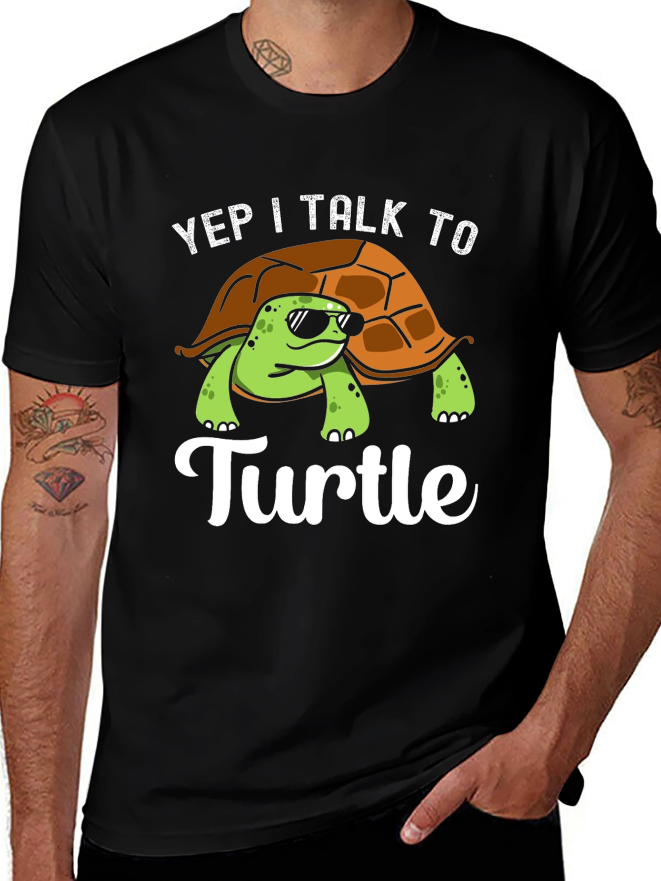Yep I Talk to Turtle Graphic T-Shirt