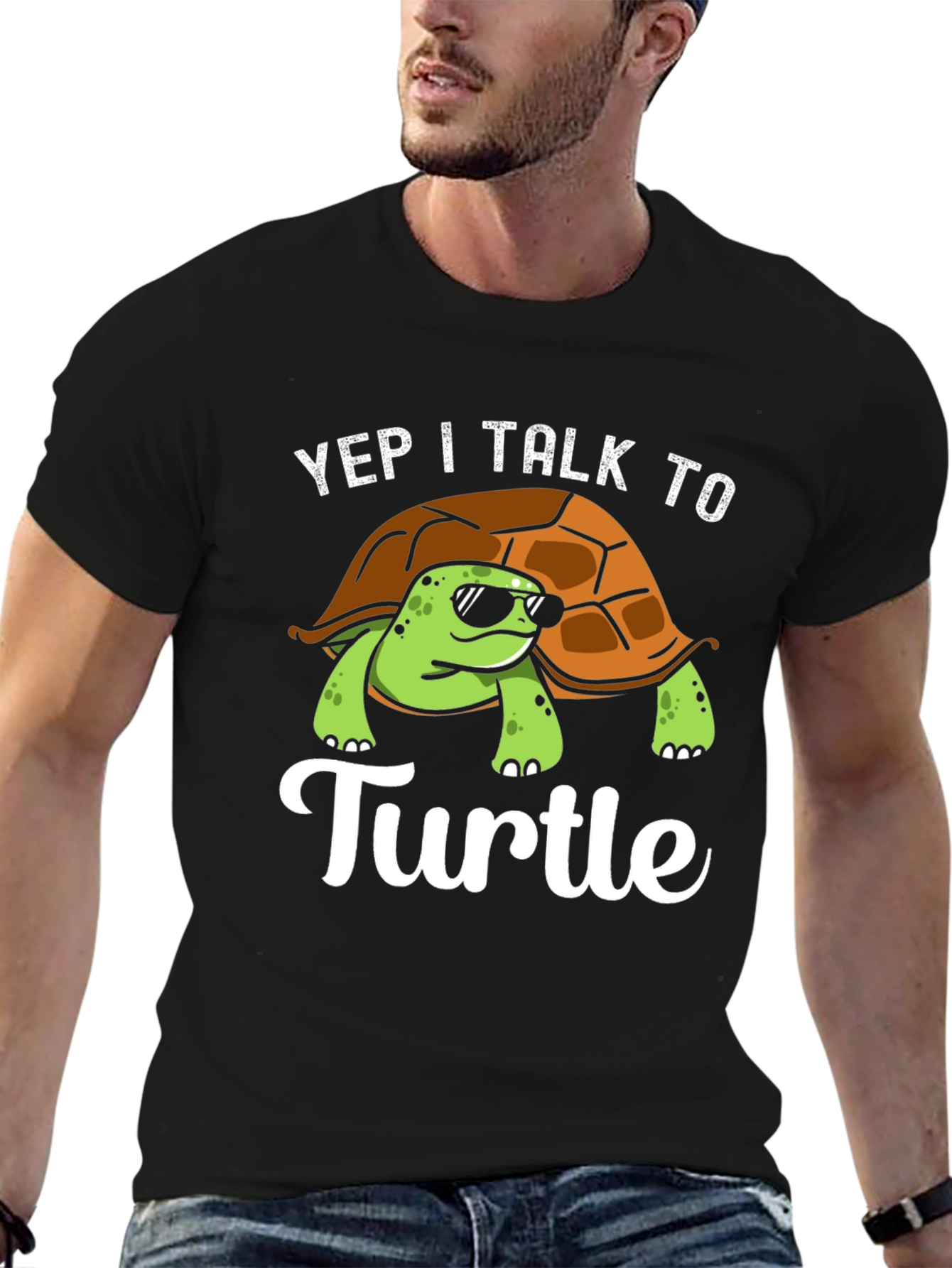 Yep I Talk to Turtle Graphic T-Shirt