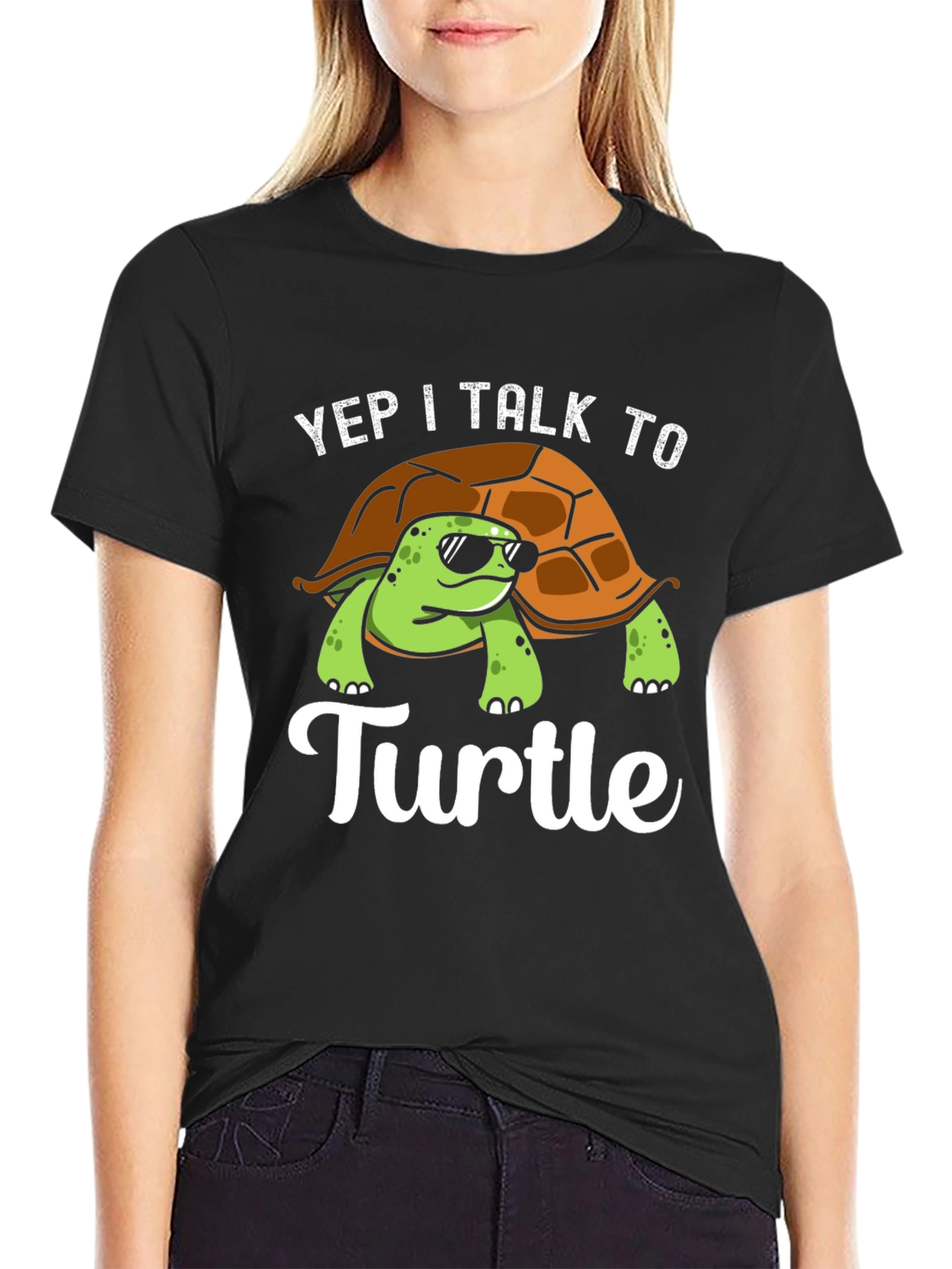 Yep I Talk to Turtle Graphic T-Shirt