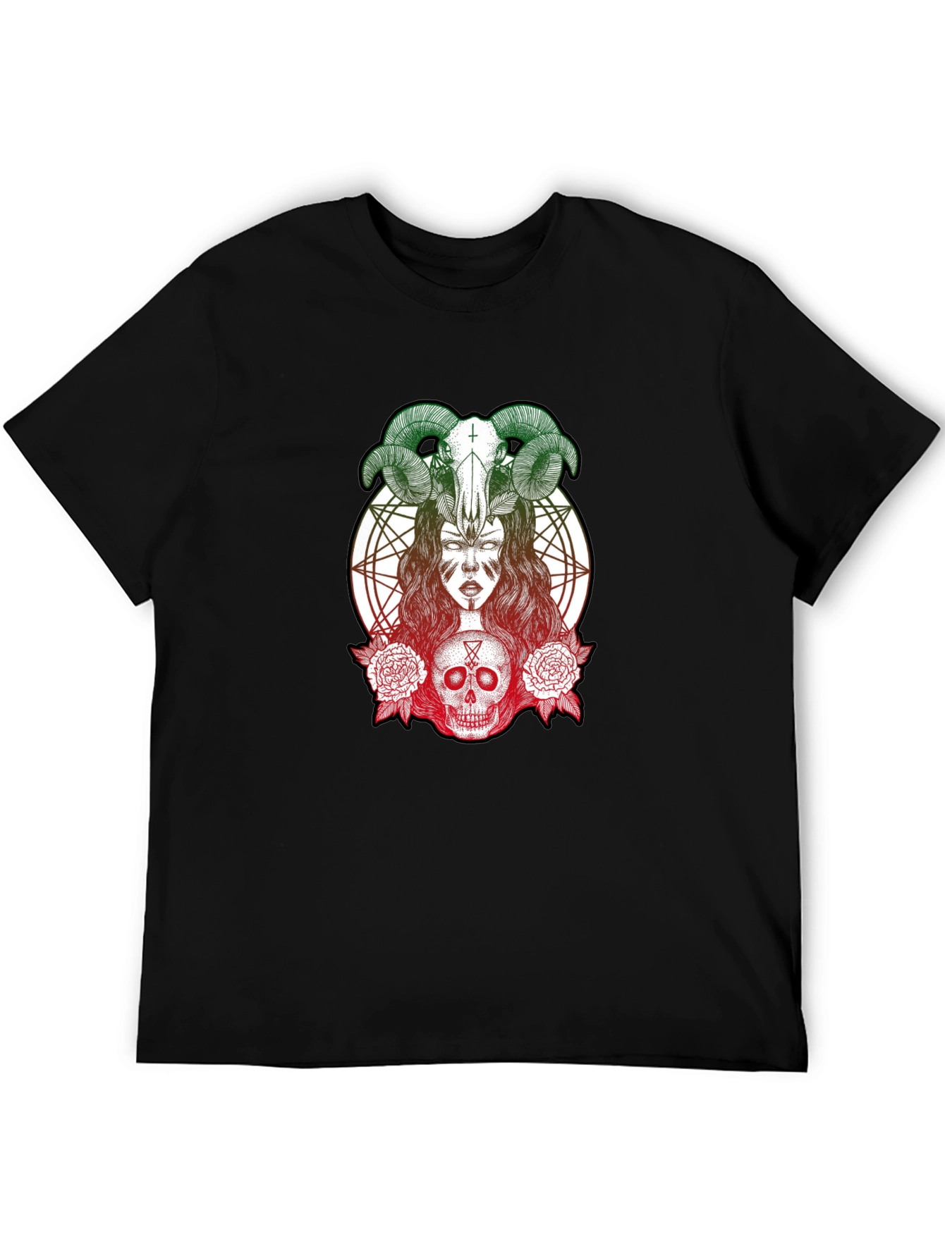 Occult Skull & Horns Graphic T-Shirt