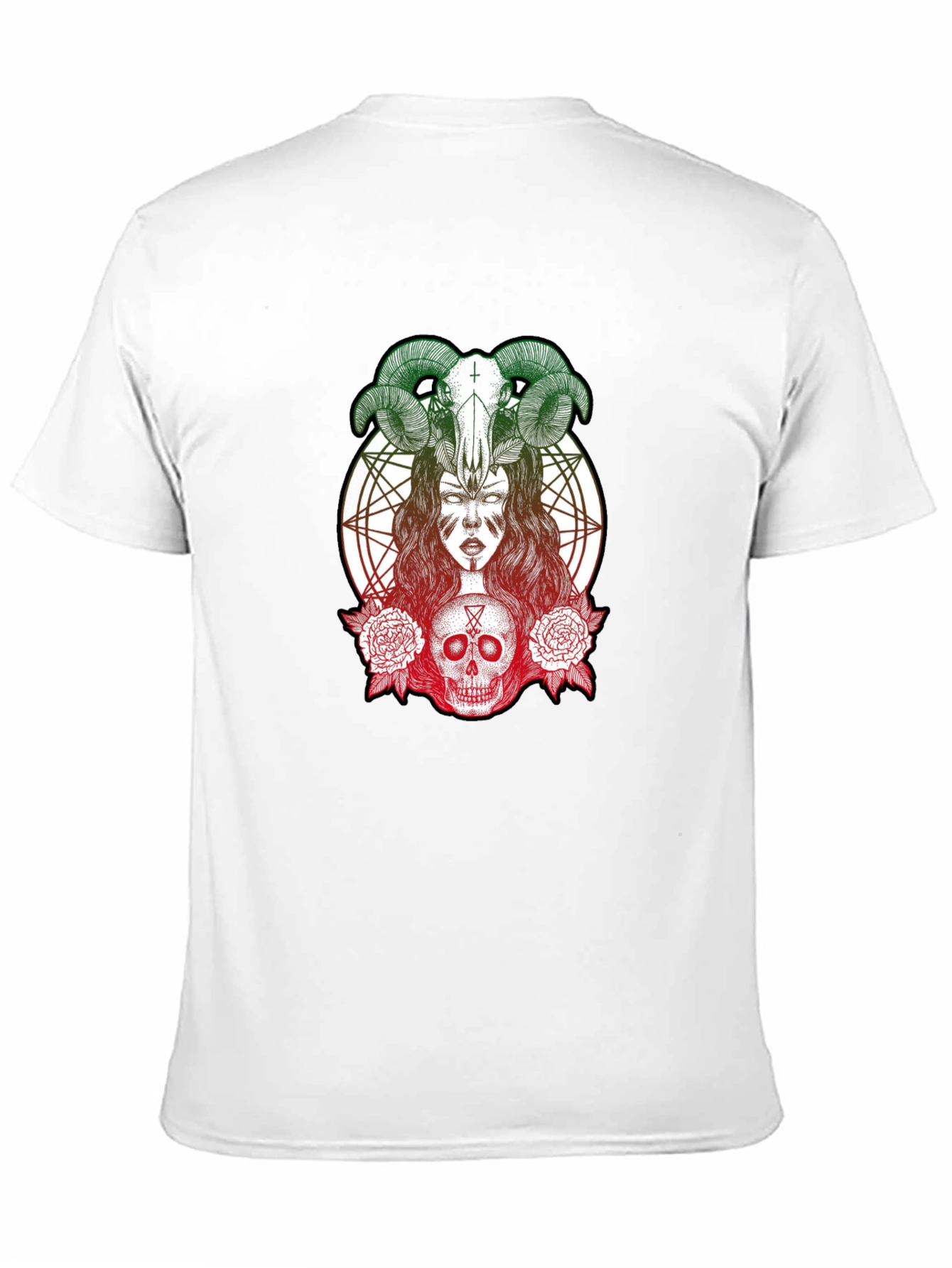 Occult Skull & Horns Graphic T-Shirt