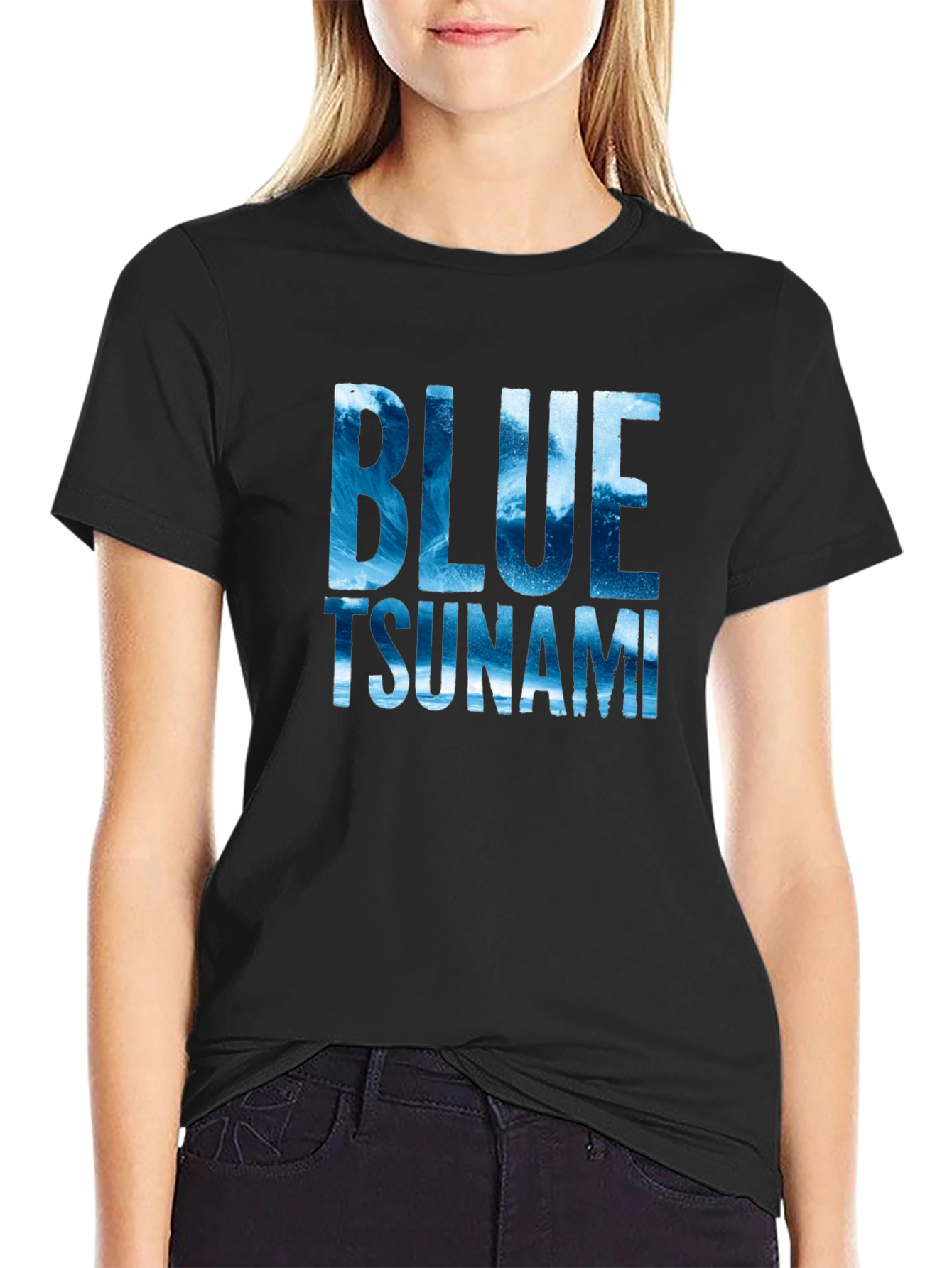 Blue Tsunami Graphic Tee - Wave Design