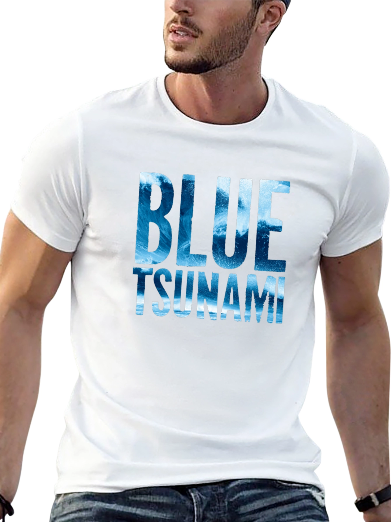 Blue Tsunami Graphic Tee - Wave Design