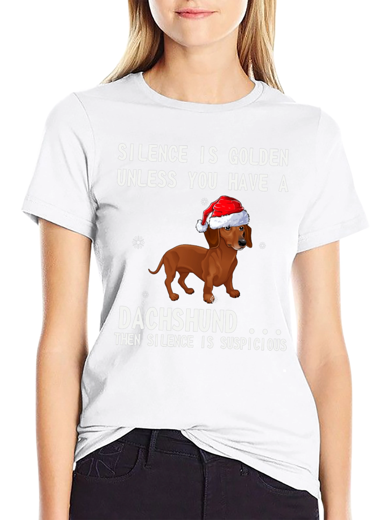 Dachshund Christmas T-Shirt - Silence is Suspicious!
