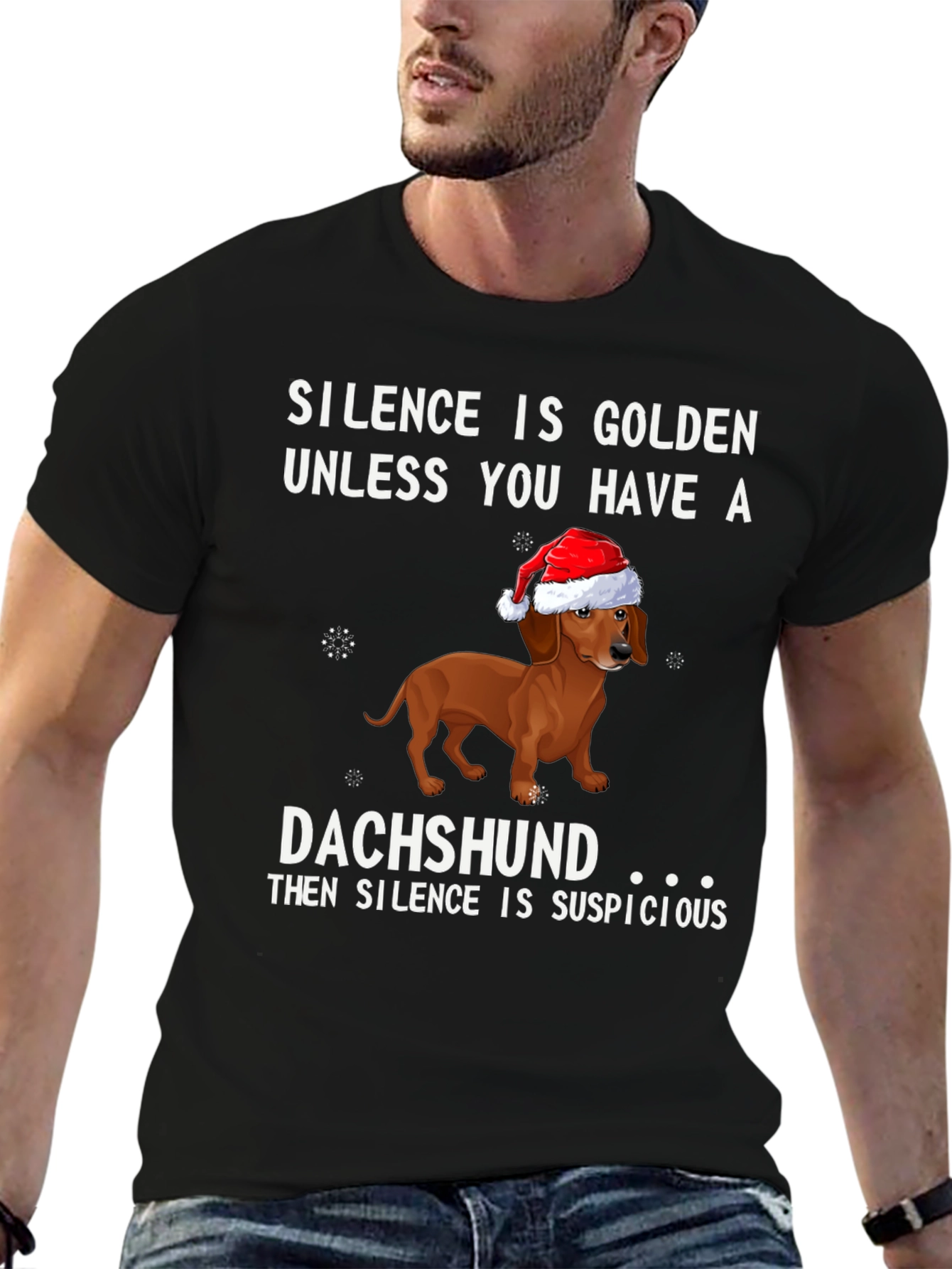 Dachshund Christmas T-Shirt - Silence is Suspicious!