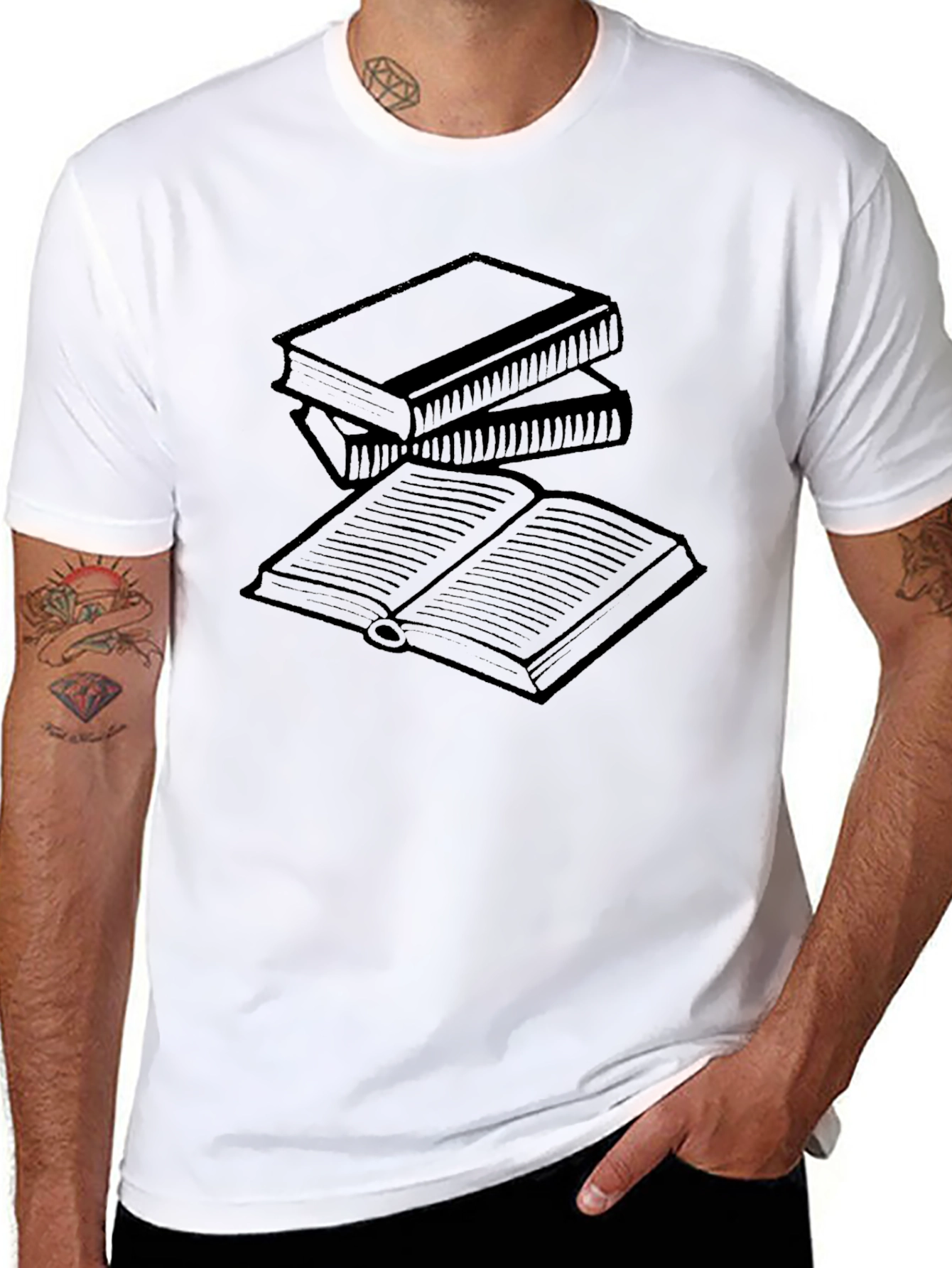 Book Stack Graphic Tee - Read More