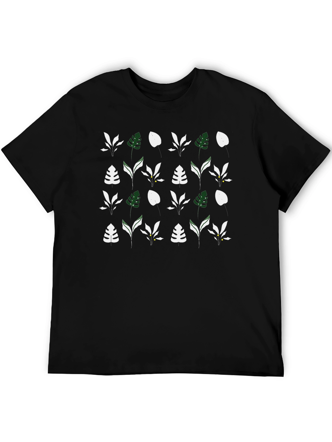 Nature Patterned Black T-Shirt