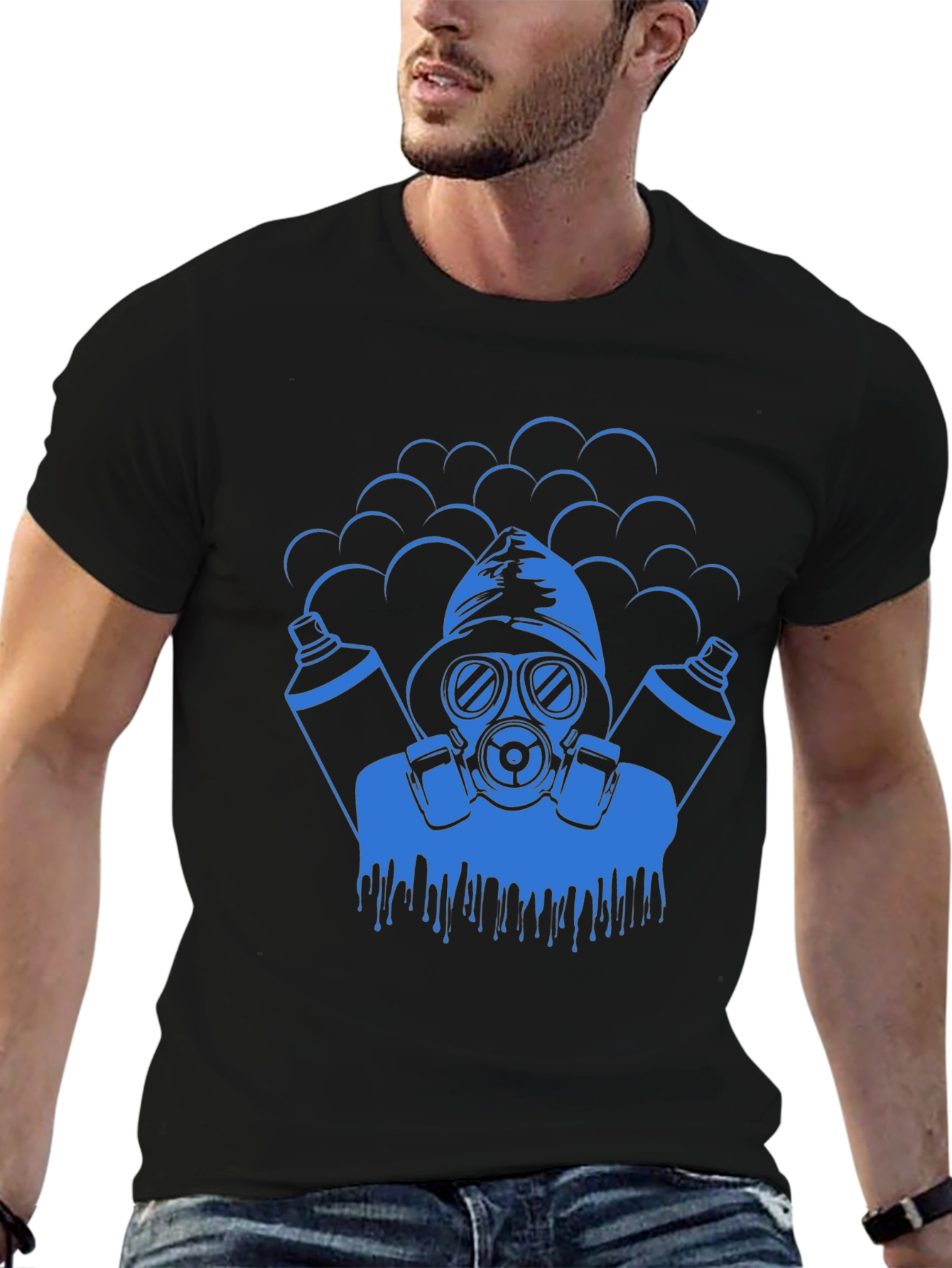Cool Graphic Tee - Gas Mask Graffiti Artist