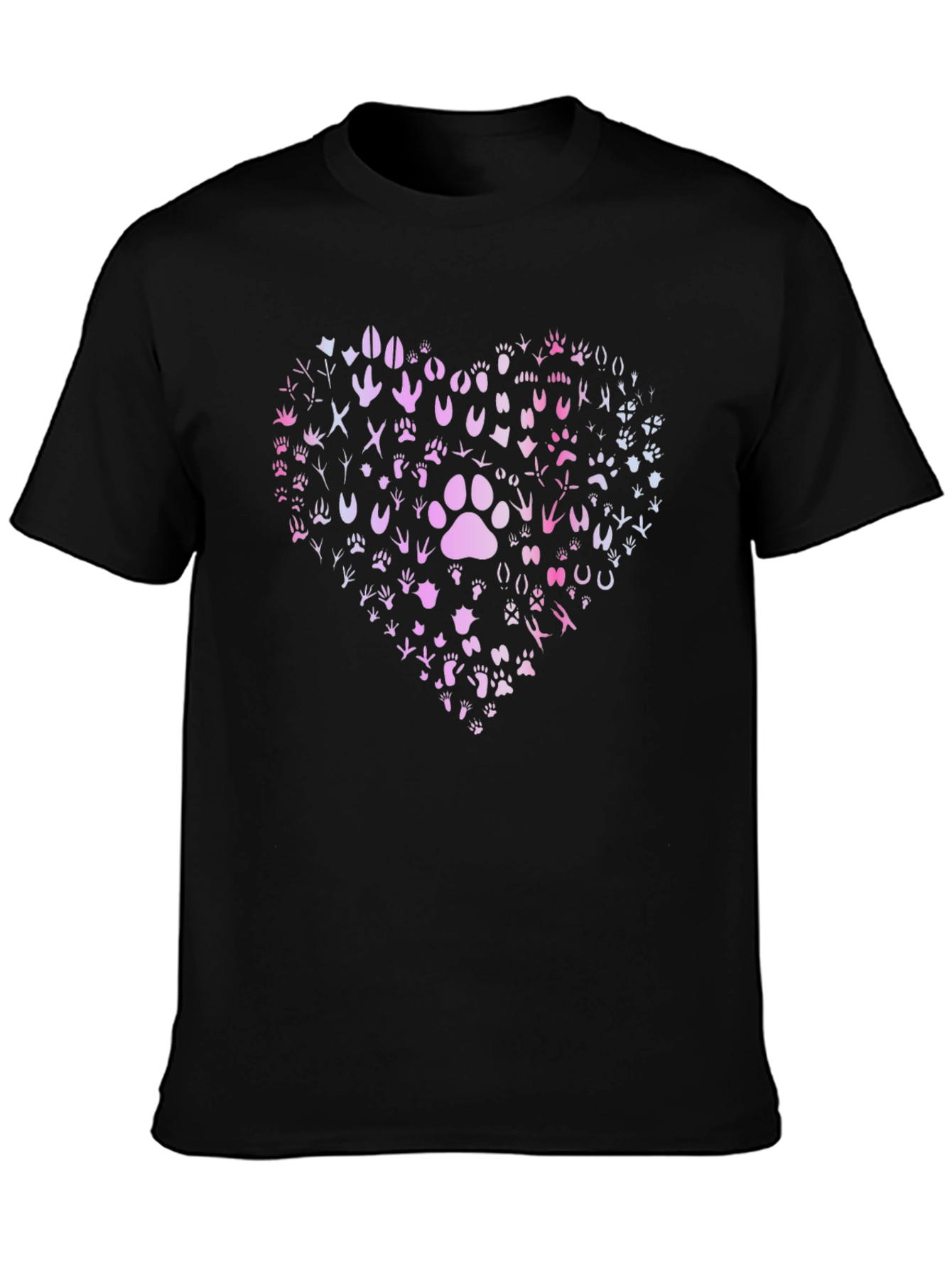 Paw Print Heart Graphic T-Shirt - Black