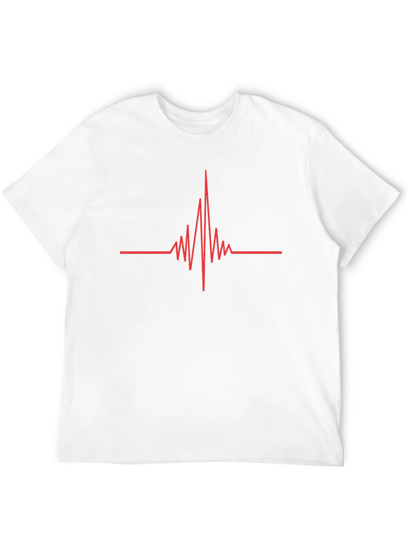 Mens Black T-Shirt with Red Heartbeat Design