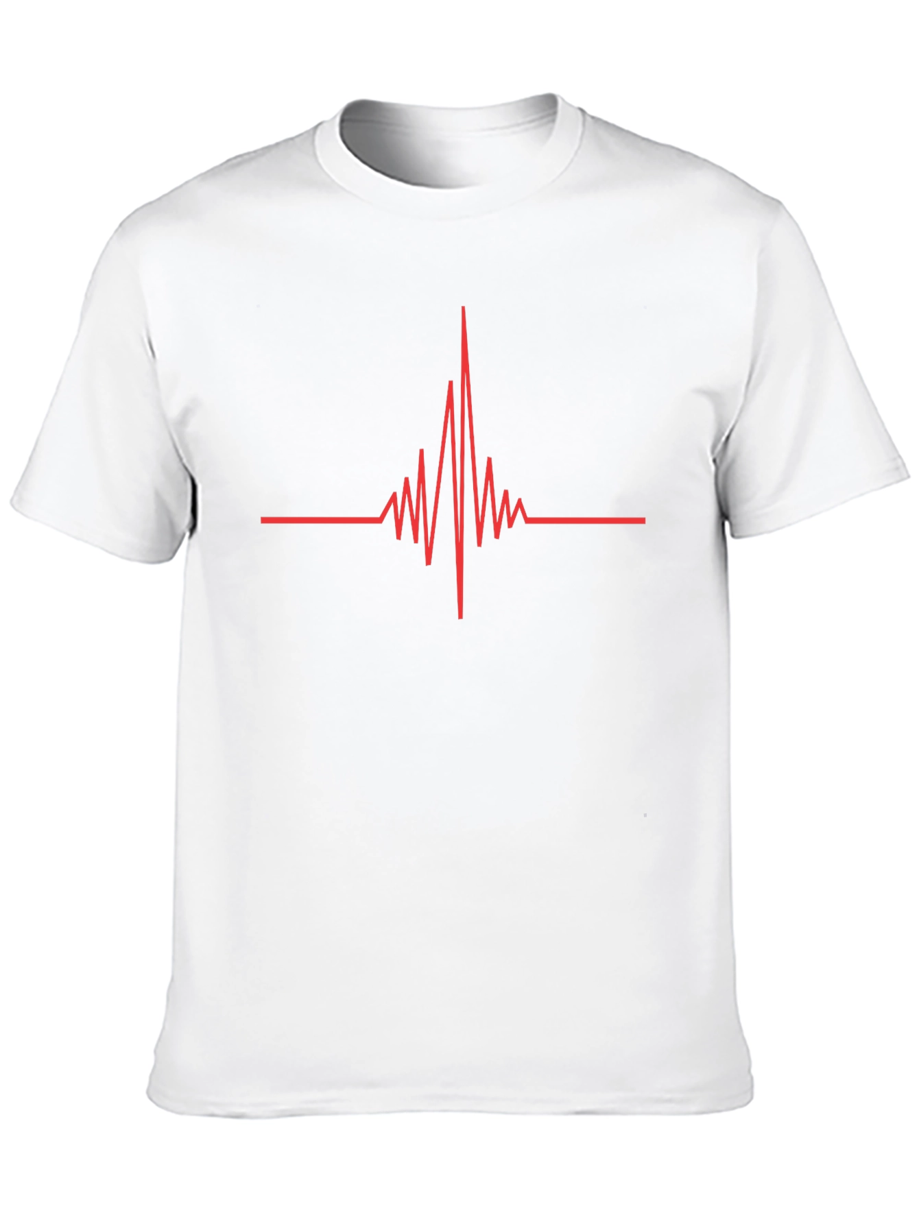 Mens Black T-Shirt with Red Heartbeat Design