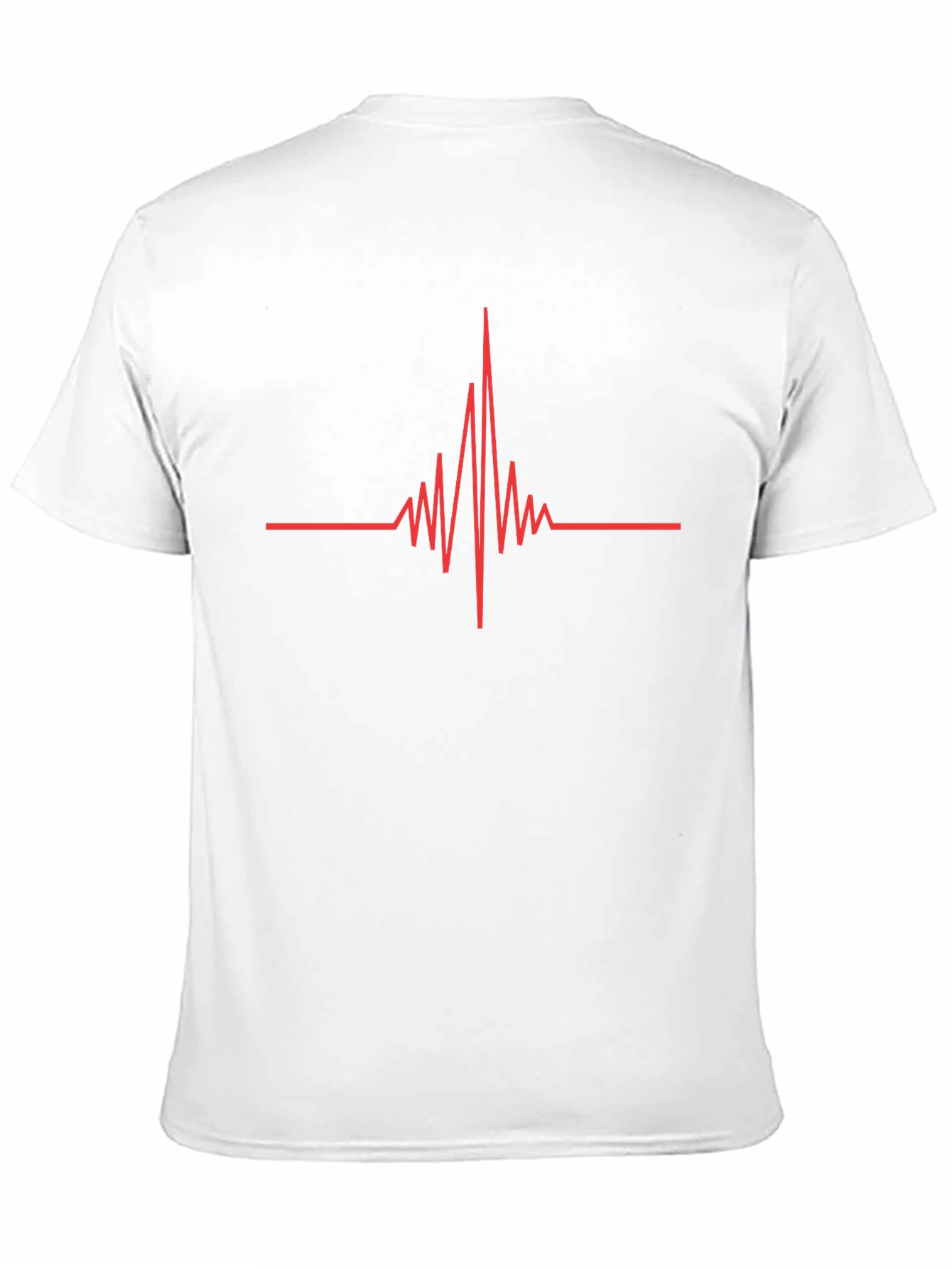 Mens Black T-Shirt with Red Heartbeat Design