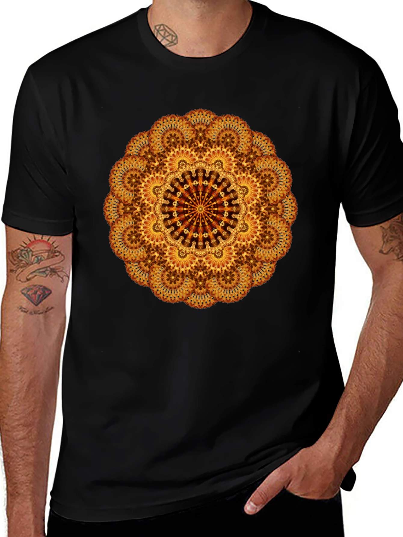 Mandala Design Black T-Shirt