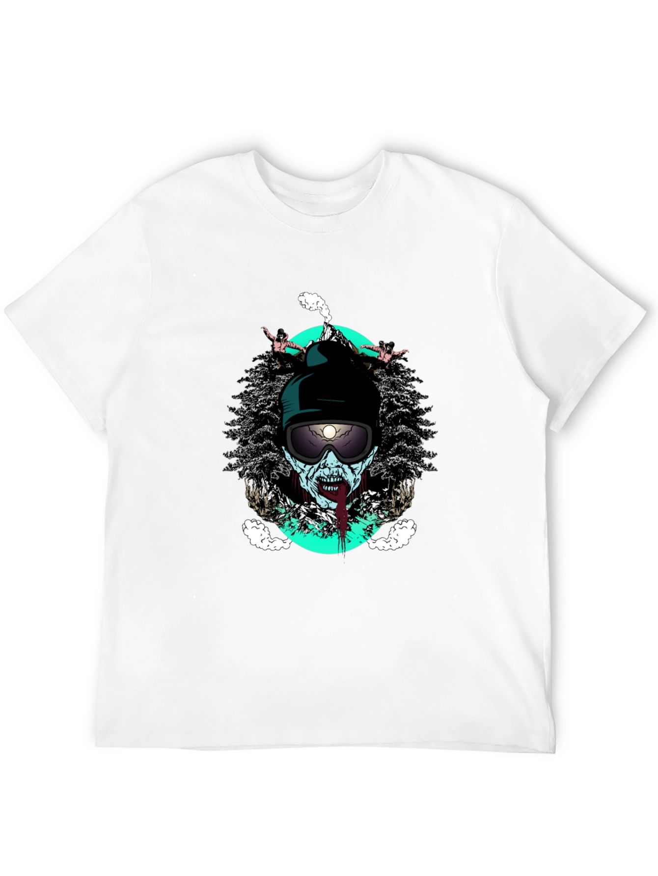 Zombie Skier Graphic Tee - Black Cotton T-Shirt