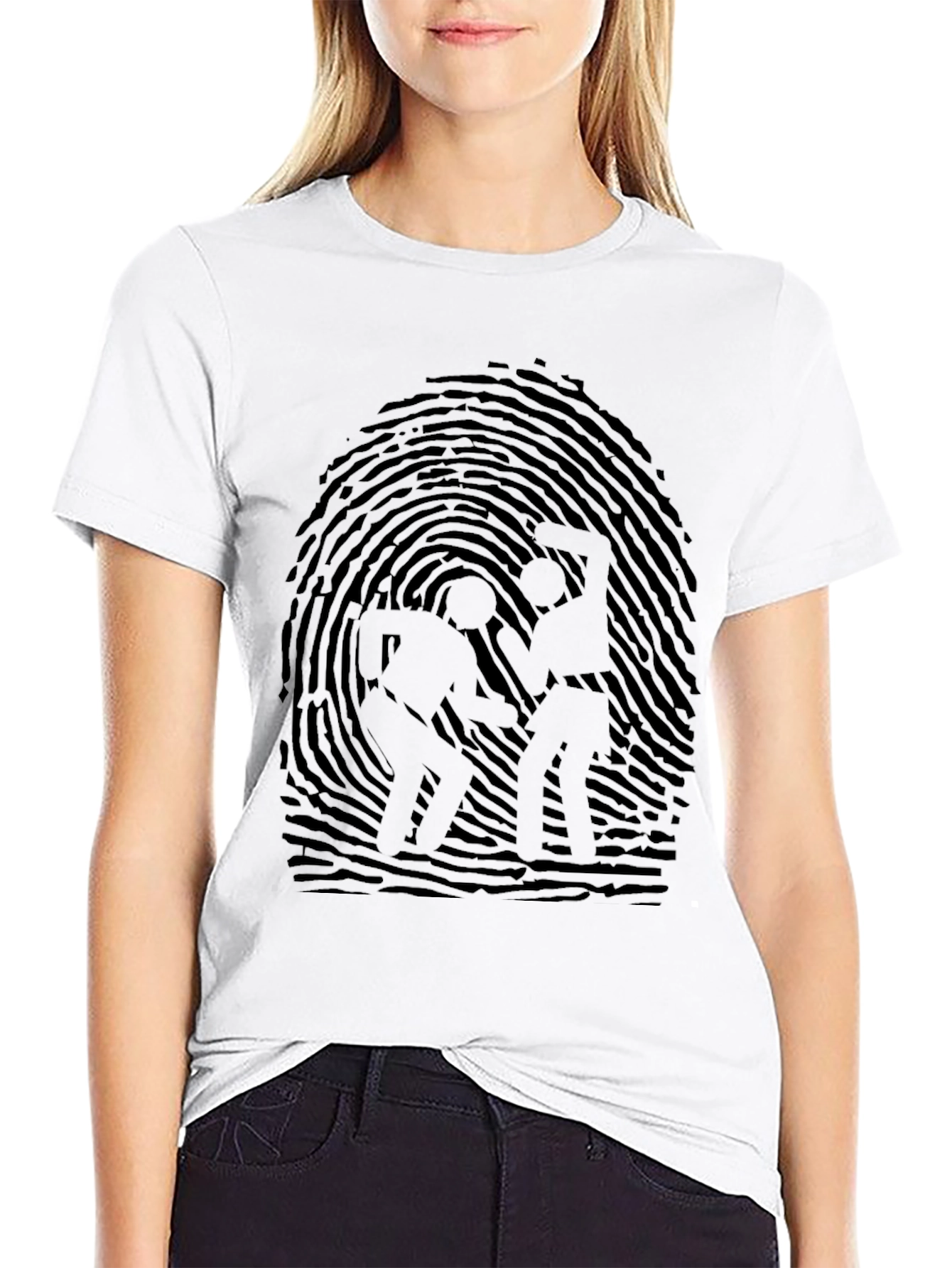 Black T-Shirt with Fingerprint Design