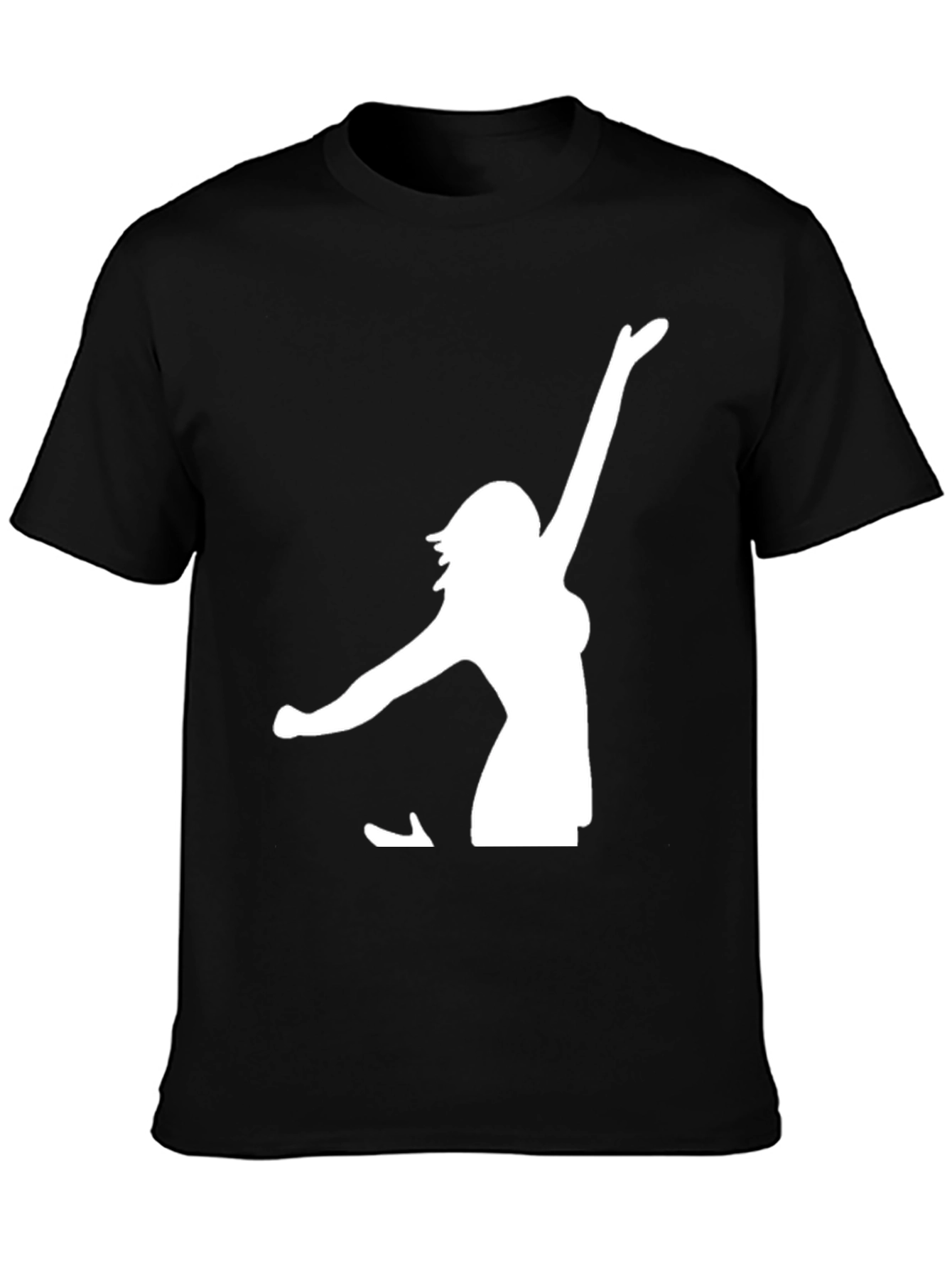 Black T-Shirt with White Woman Silhouette Graphic