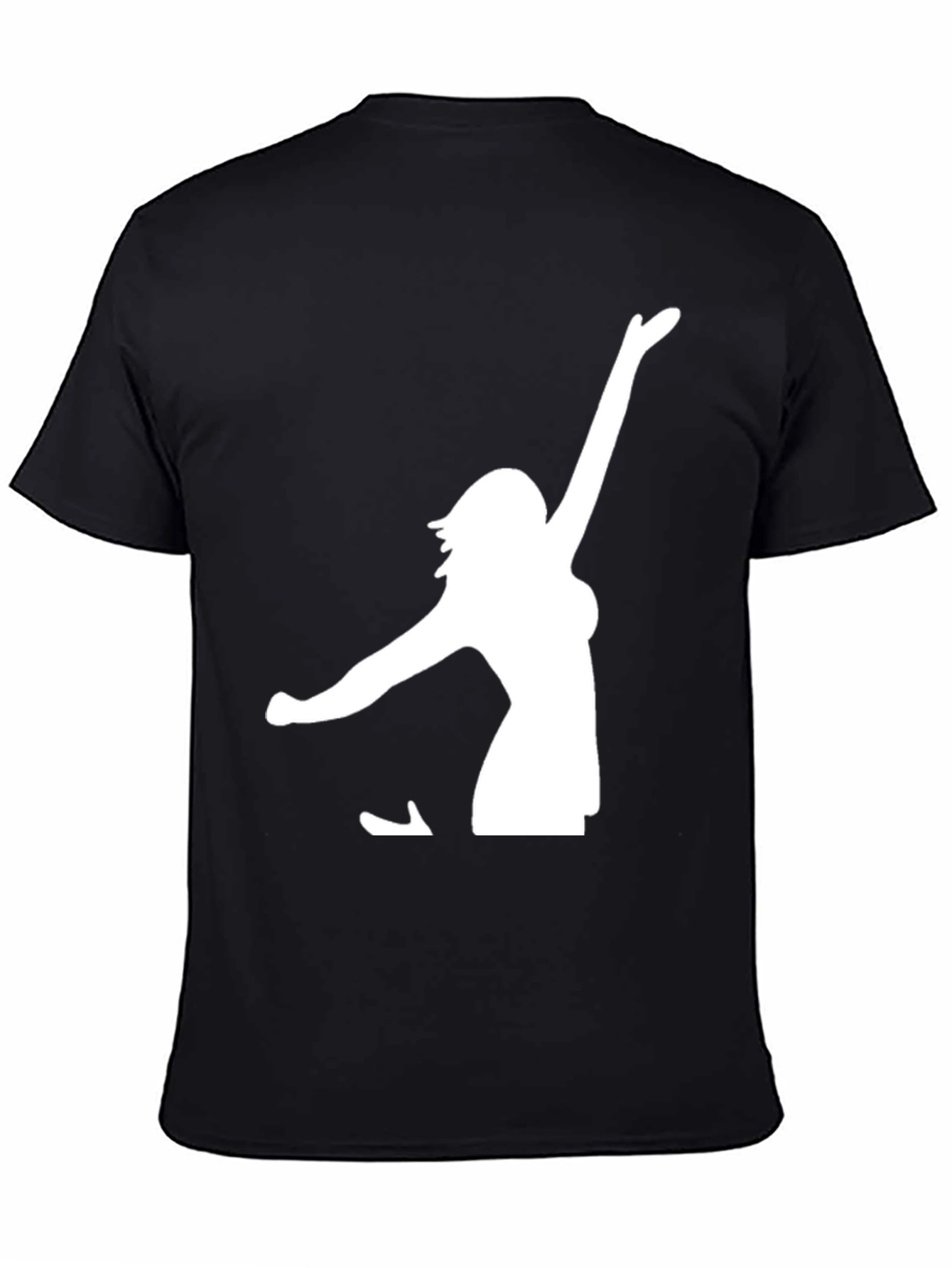 Black T-Shirt with White Woman Silhouette Graphic