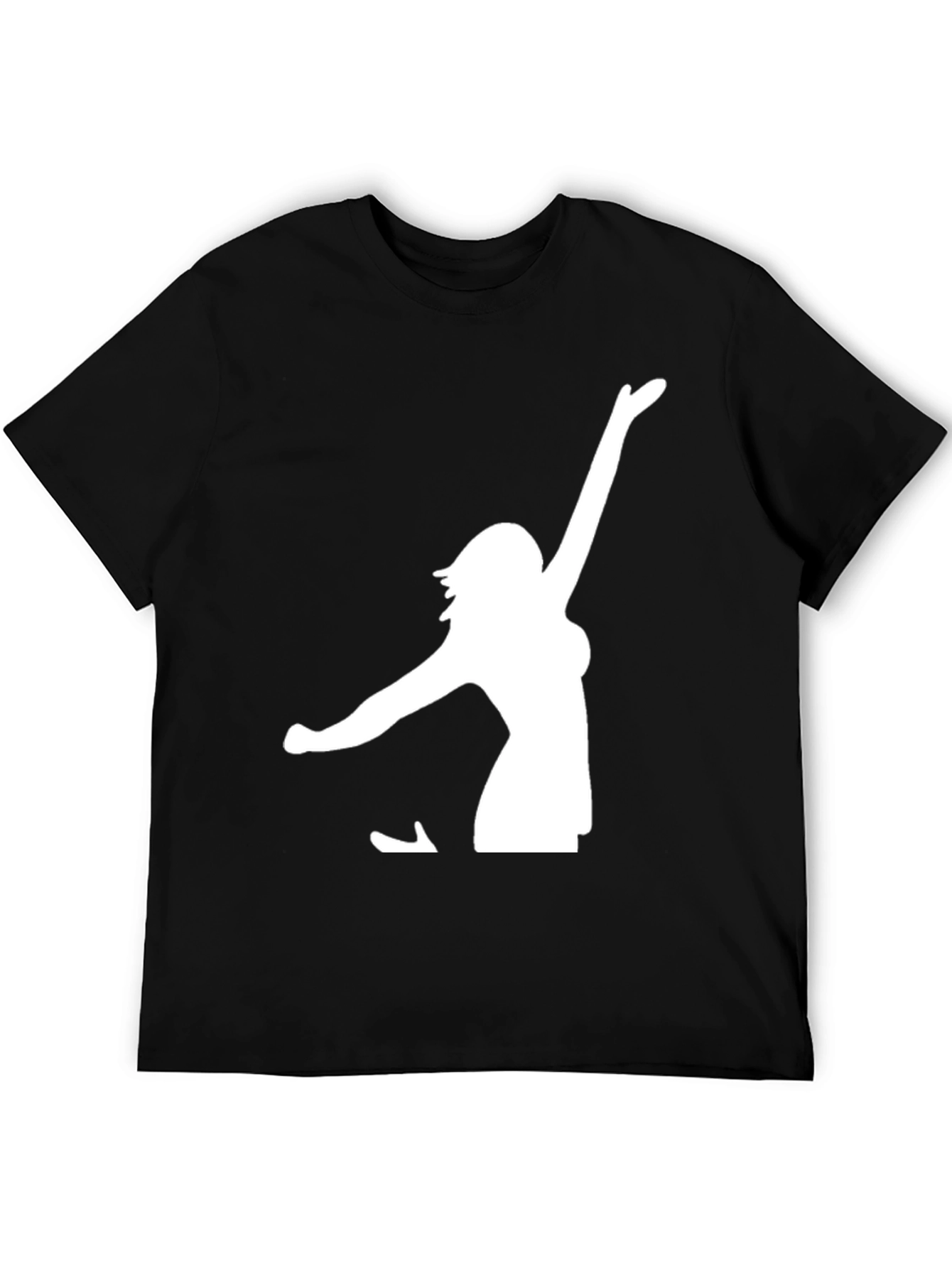 Black T-Shirt with White Woman Silhouette Graphic